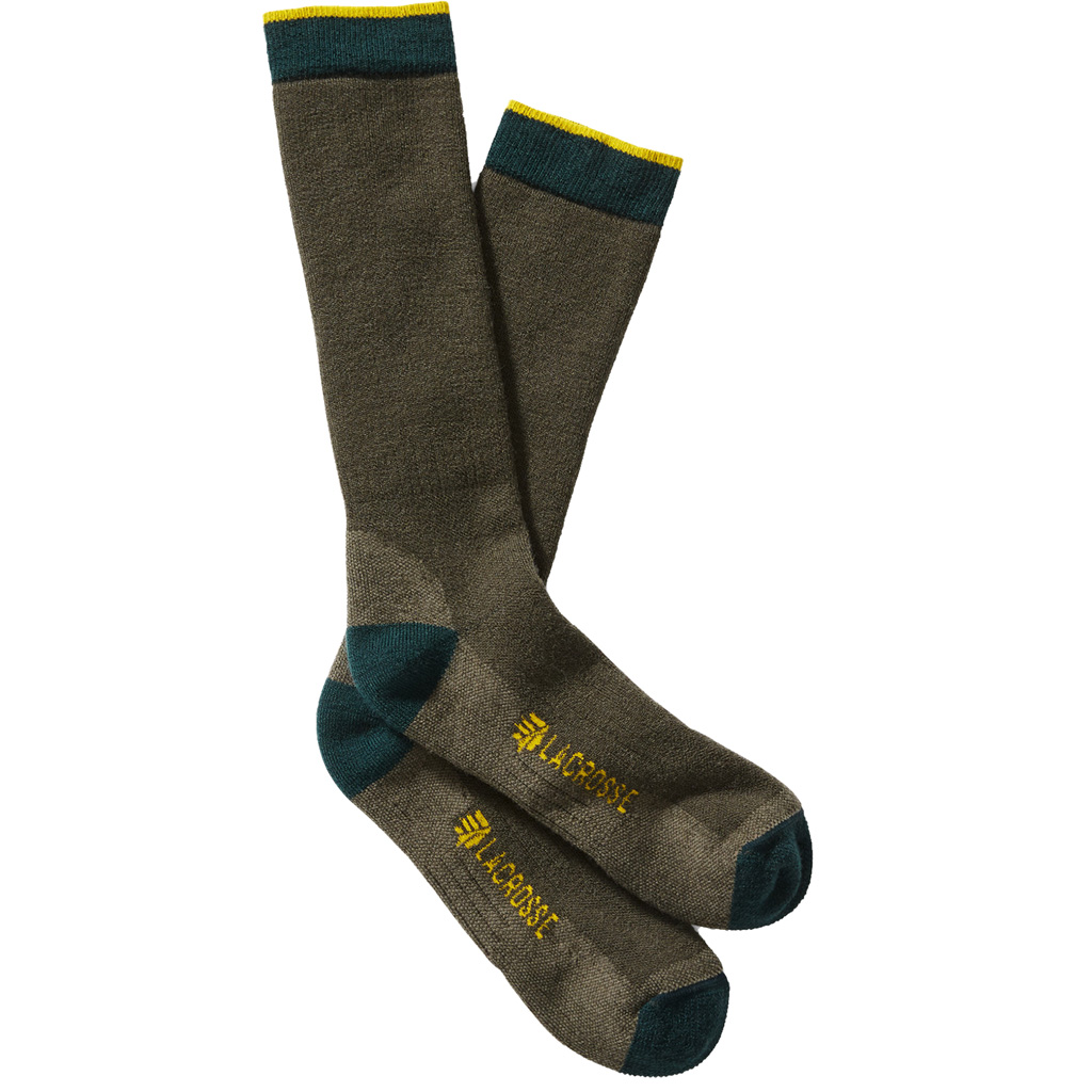 Lacrosse Mens Merino Midweight Socks  br  Crew OD Green Large | 612632352091