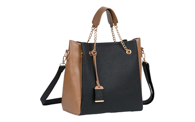 BULLDOG TOTE PURSE W/HOLSTER BLK/TAN | 672352016574
