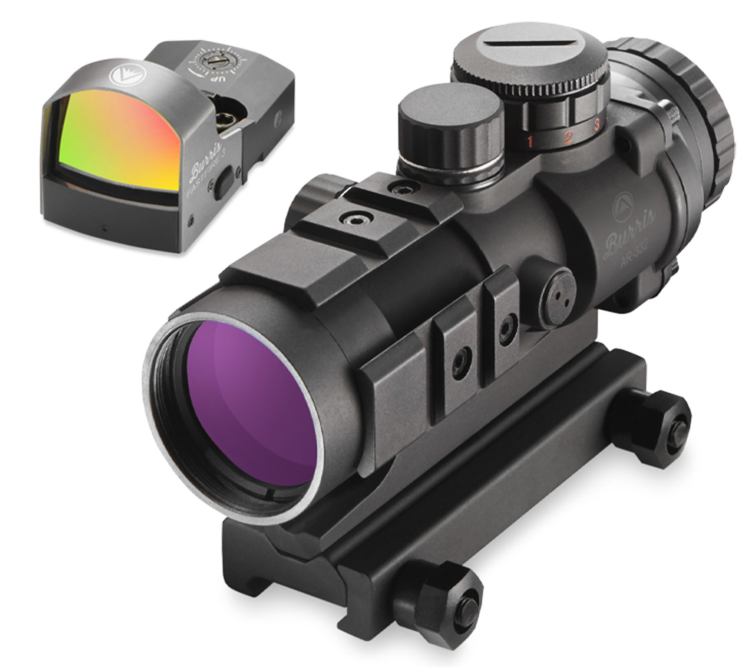 Burris 300177 AR-332 Combo with FastFire III 3x 32mm Obj Illuminated Ballistic CQ Red/Green Black Matte CR2032 Lithium