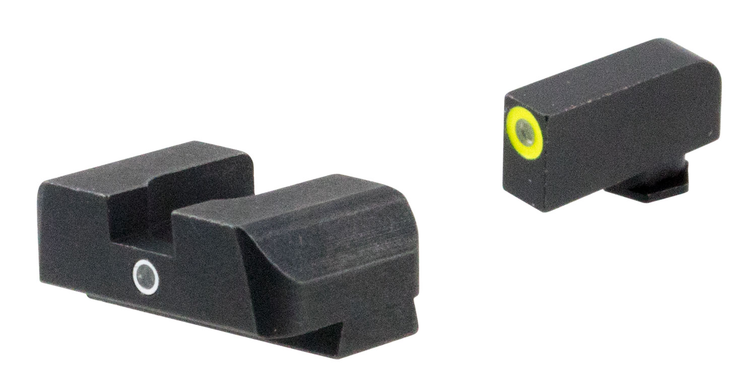 AmeriGlo GL5301 i-Dot Night Sights Set 3-Dot Tritium Green w/LumiGreen Outline Green Black Frame Compatible w/Glock 17/19/19X/26/34/45 Gen5