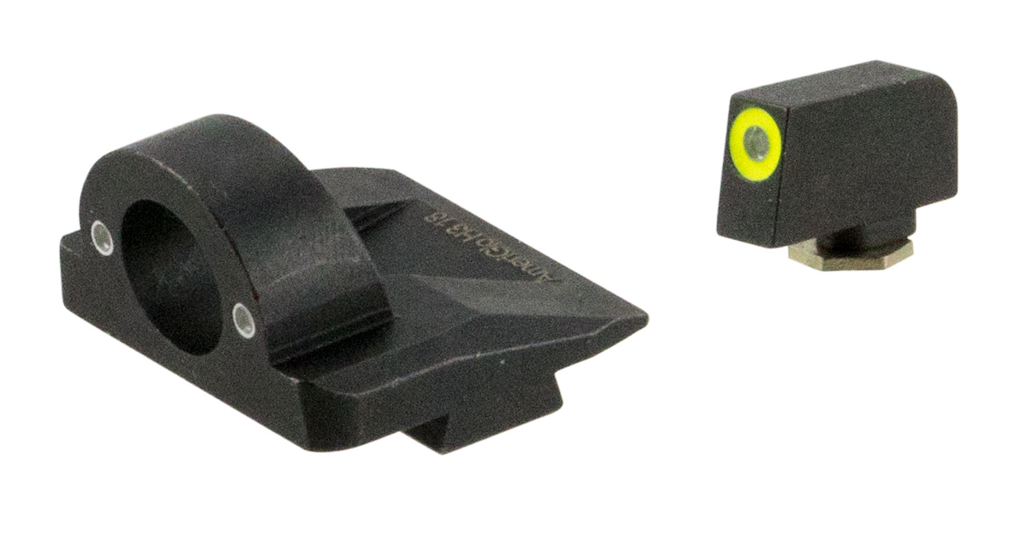 AmeriGlo GL5325 Ghost Ring Sight Set for Glock  Black | Green Tritium with LumiGreen Outline Front Sight Green Tritium Rear Sight Set