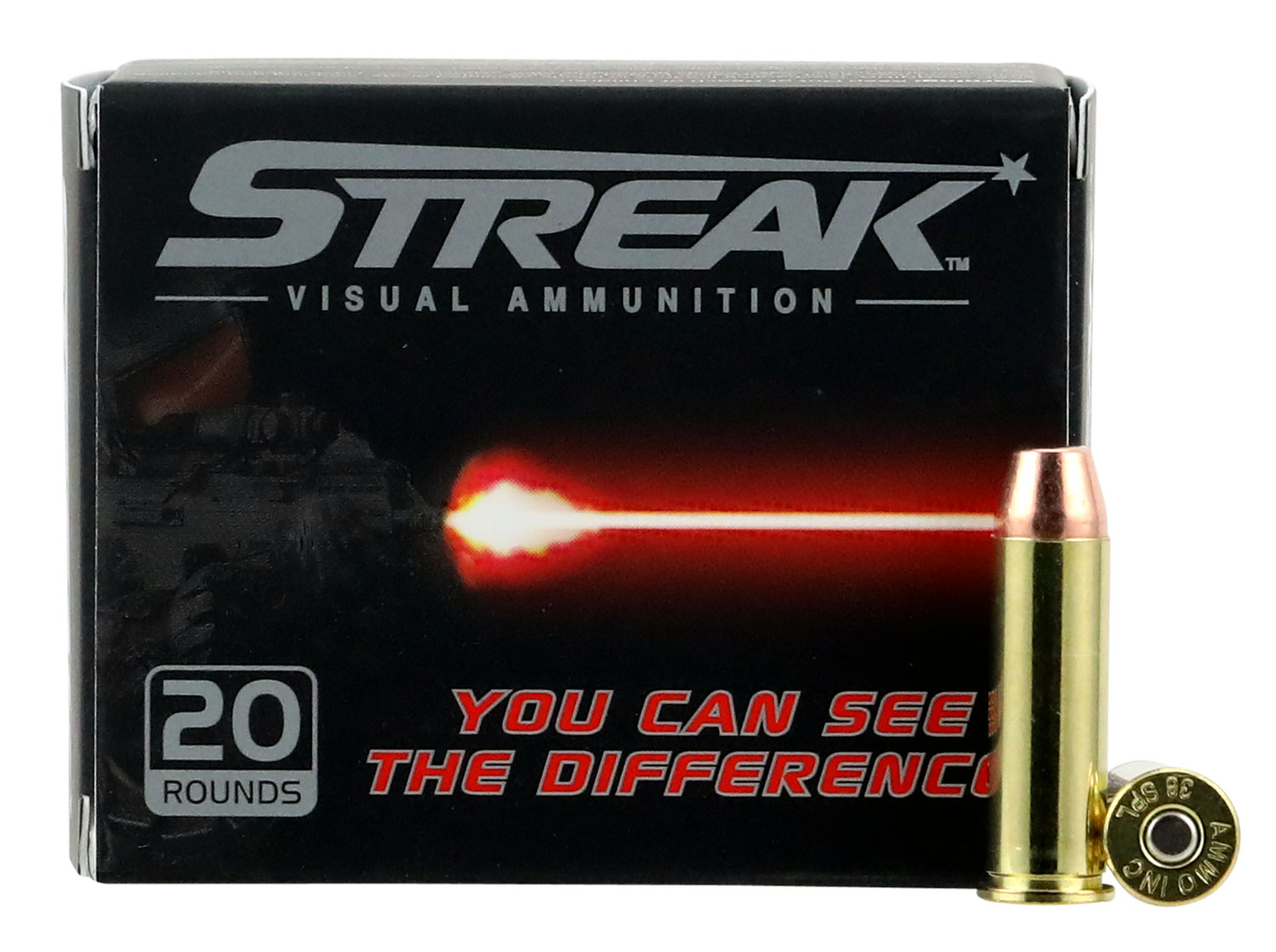 Ammo Inc 38125TMCSTRKRED Streak Visual  38 Special 125 gr Total Metal Case (TMC) 20 Per Box/10 Cs