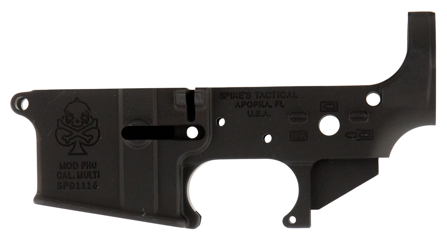Spikes STLS029 PHU Spade Stripped Lower Receiver Multi-Caliber 7075-T6 Aluminum Black Anodized for AR-15
