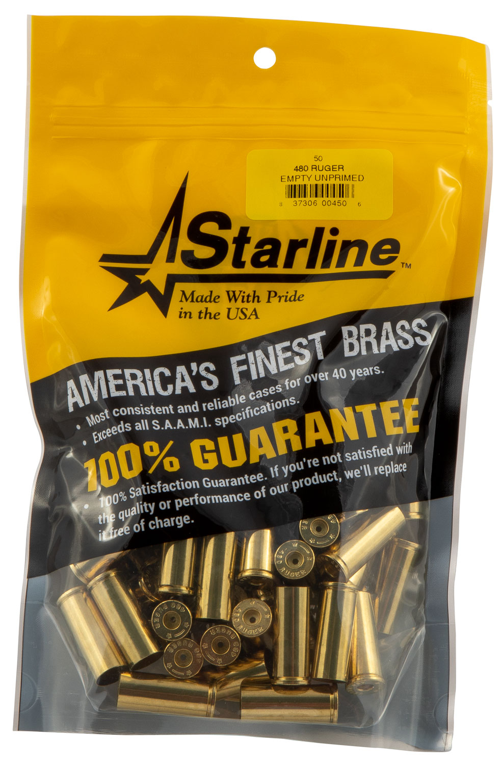 Starline Brass Star480REUP5 Unprimed Cases 480 Ruger 50/Pack