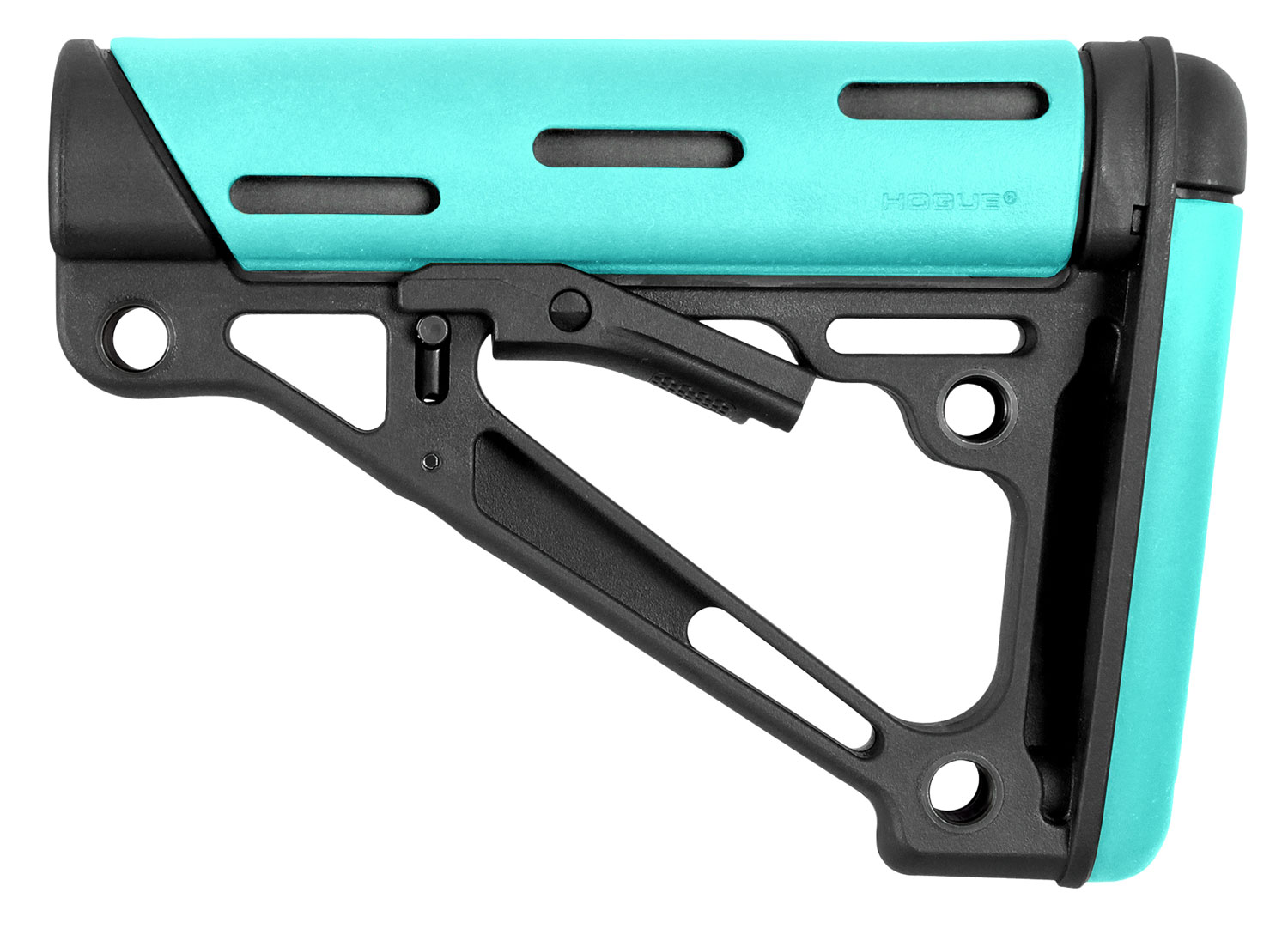 Hogue 13440 OverMolded Collapsible Buttstock Aqua OverMolded Rubber Black Synthetic AR15, M16 with MilSpec Tube Tube Not Included | 743108134405
