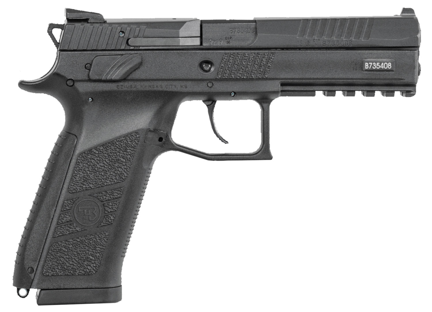 CZUSA 01620 P09  9mm Luger 101 4.54 Inch Cold Hammer Forged Barrel, Black Nitride Inside Railed Slide, Black Polymer Frame w/Picatinny Rail, Black Stippled Interchangeable Backstrap Grips | 806703016207
