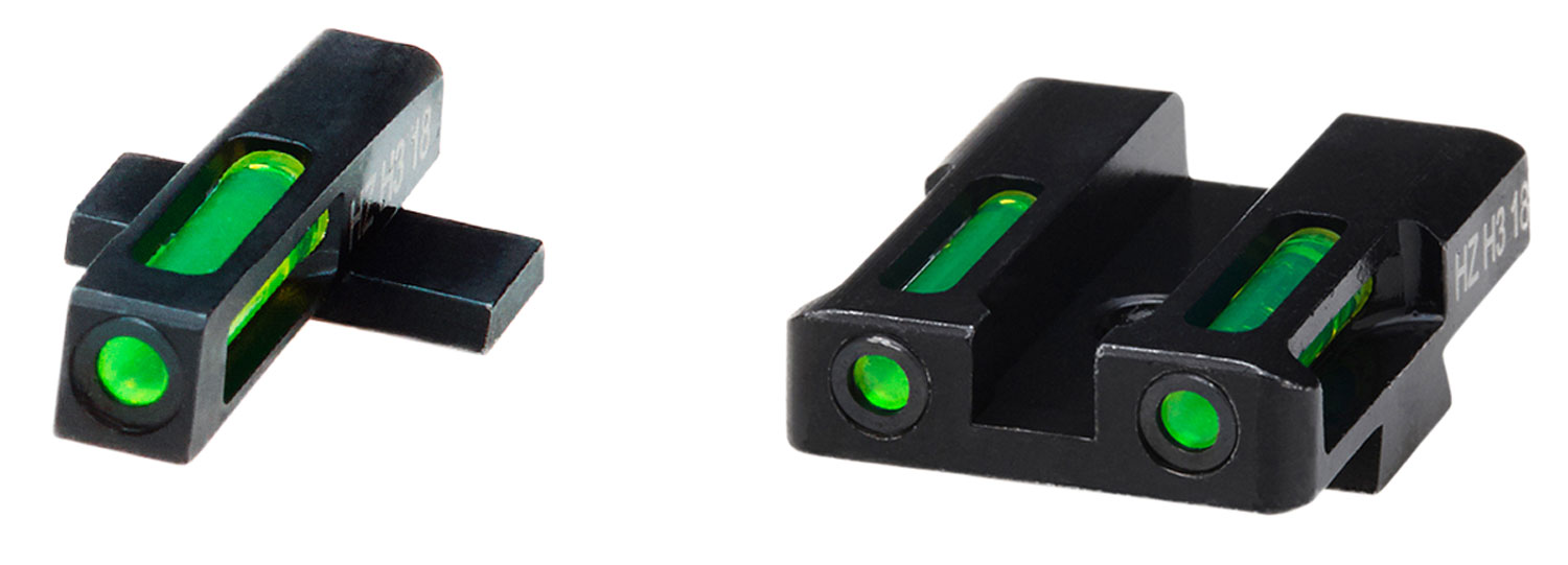 HiViz XDN321 LiteWave H3 Tritium/LitePipe Springfield Armory XD Sight Set  Black | Green Tritium with White Outline Front Sight Green Fiber Optic Rear Sight