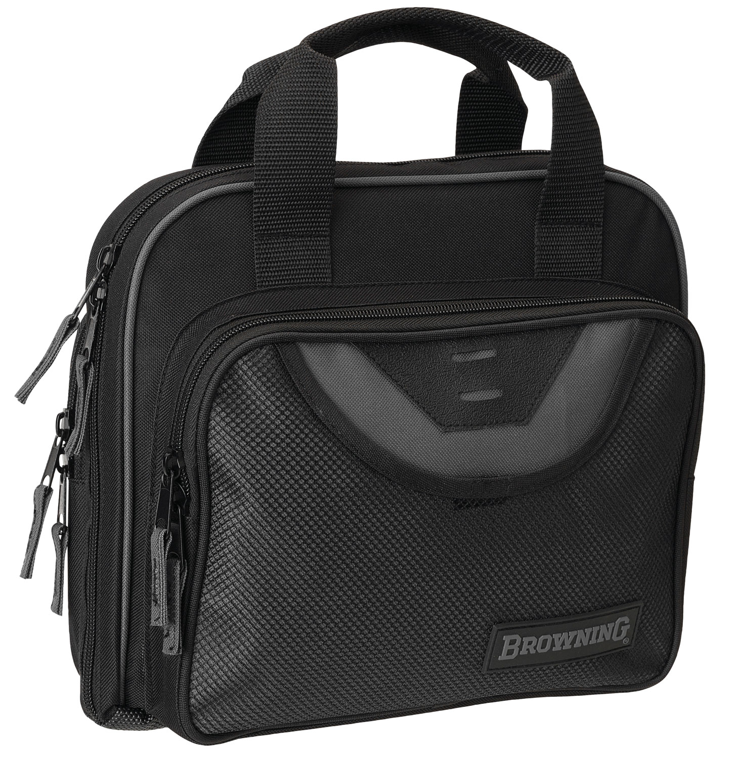 Browning 12902099 Crossfire Double Pistol Case made of 600D Polyester with Black Finish  Gray Trim, Closed-Cell Foam Padding, Full Length Zipper  Web Carry Handles | 023614369189
