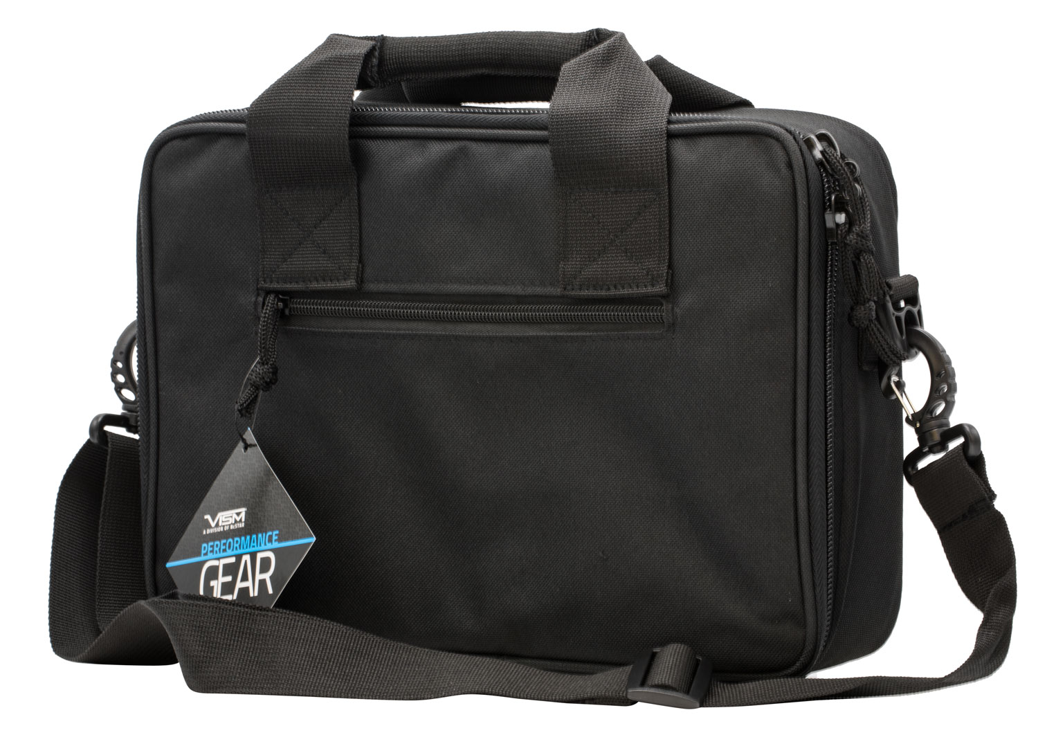 NcStar CPDX2971B VISM Double Pistol Range Bag w/ Mag Pouches Loop Fasteners Zippers Padding  Black Finish | 848754003959
