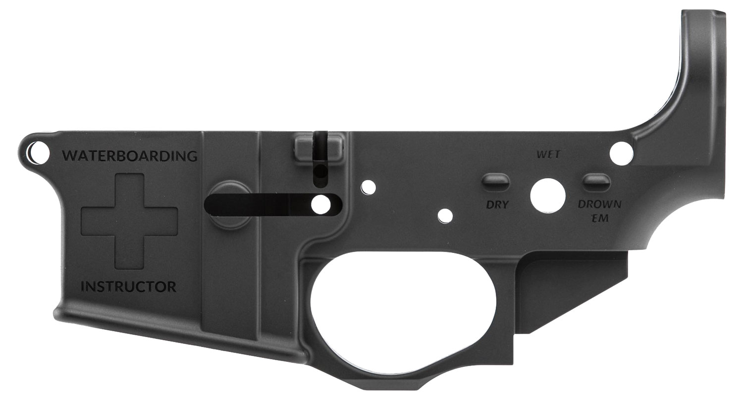 Spikes STLS033 Water Boarding Instructor Stripped Lower Receiver Multi-Caliber 7075-T6 Aluminum Black Anodized for AR-15