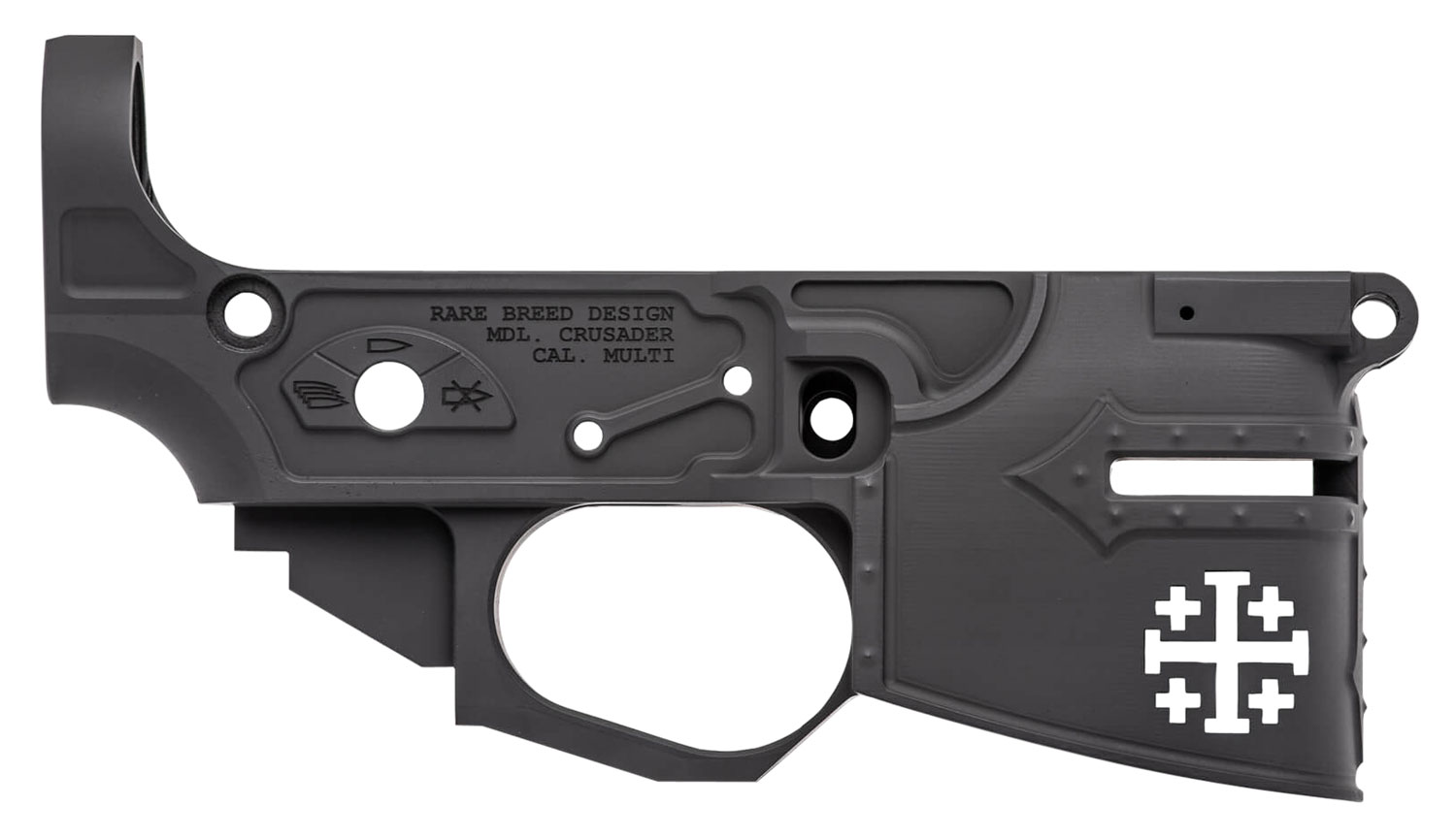 Spikes STLB600 Rare Breed Crusader Stripped Lower Receiver Multi-Caliber 7075-T6 Aluminum Black Anodized for AR-15