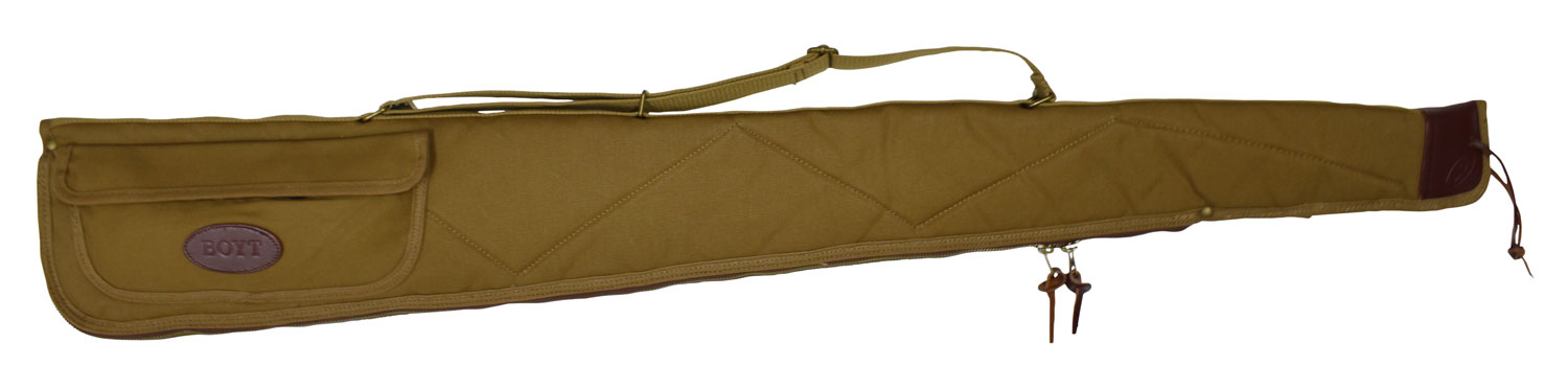 Boyt Harness OGC97PXL6 Alaskan Shotgun Case made of Waxed Canvas with Khaki Finish, Quilted Flannel Lining, Brass Hardware & Heavy-Duty Web Sling & Spine 52