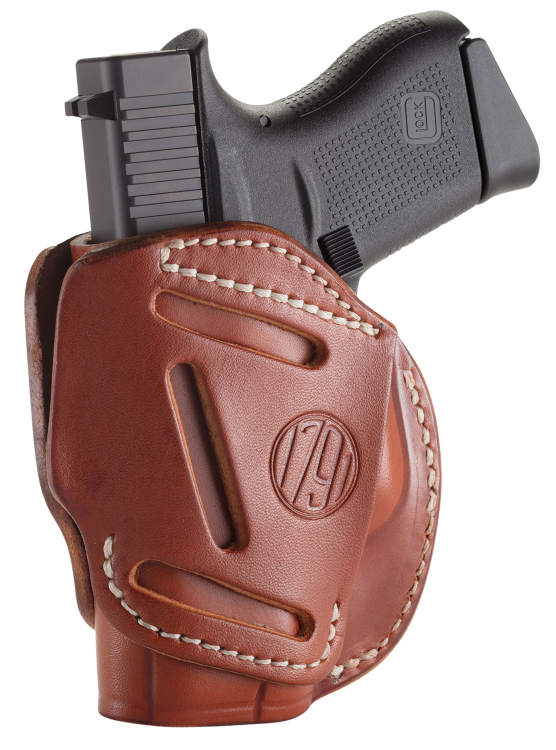 1791 Gunleather 3WH2CBRA 3-Way  IWB/OWB Size 02 Classic Brown Leather Belt Loop Compatible w/ Ruger LCP Compatible w/ Glock 42 Compatible w/ S&W Bodyguard Ambidextrous Hand