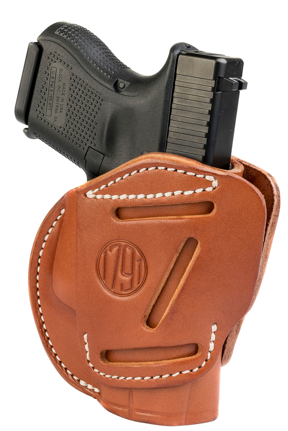 1791 Gunleather 3WH3CBRA 3-Way  OWB Size 03 Classic Brown Leather Belt Loop Compatible w/Glock 26/Ruger LC9/S&W M&P Shield Ambidextrous
