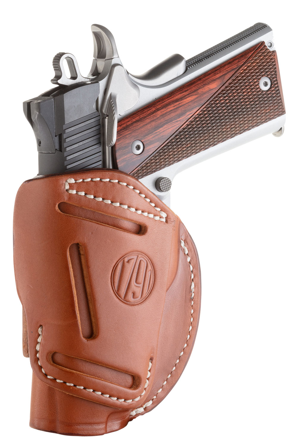 1791 Gunleather 4WH1CBRR 4-Way  IWB/OWB 01 Classic Brown Leather Belt Clip Fits 3-4