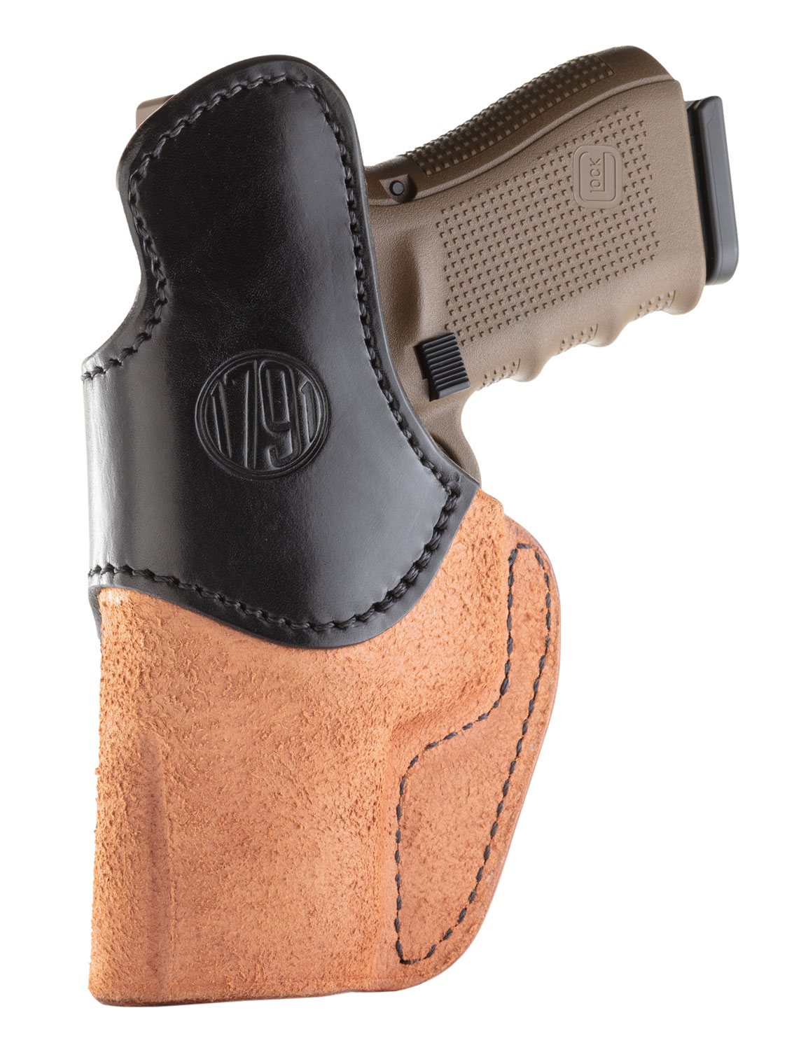 1791 Gunleather RCH4BLBR RCH  IWB Size 04 Black/Brown Leather Belt Clip Compatible w/Glock 17/S&W M&P Shield/Springfield XD Right Hand