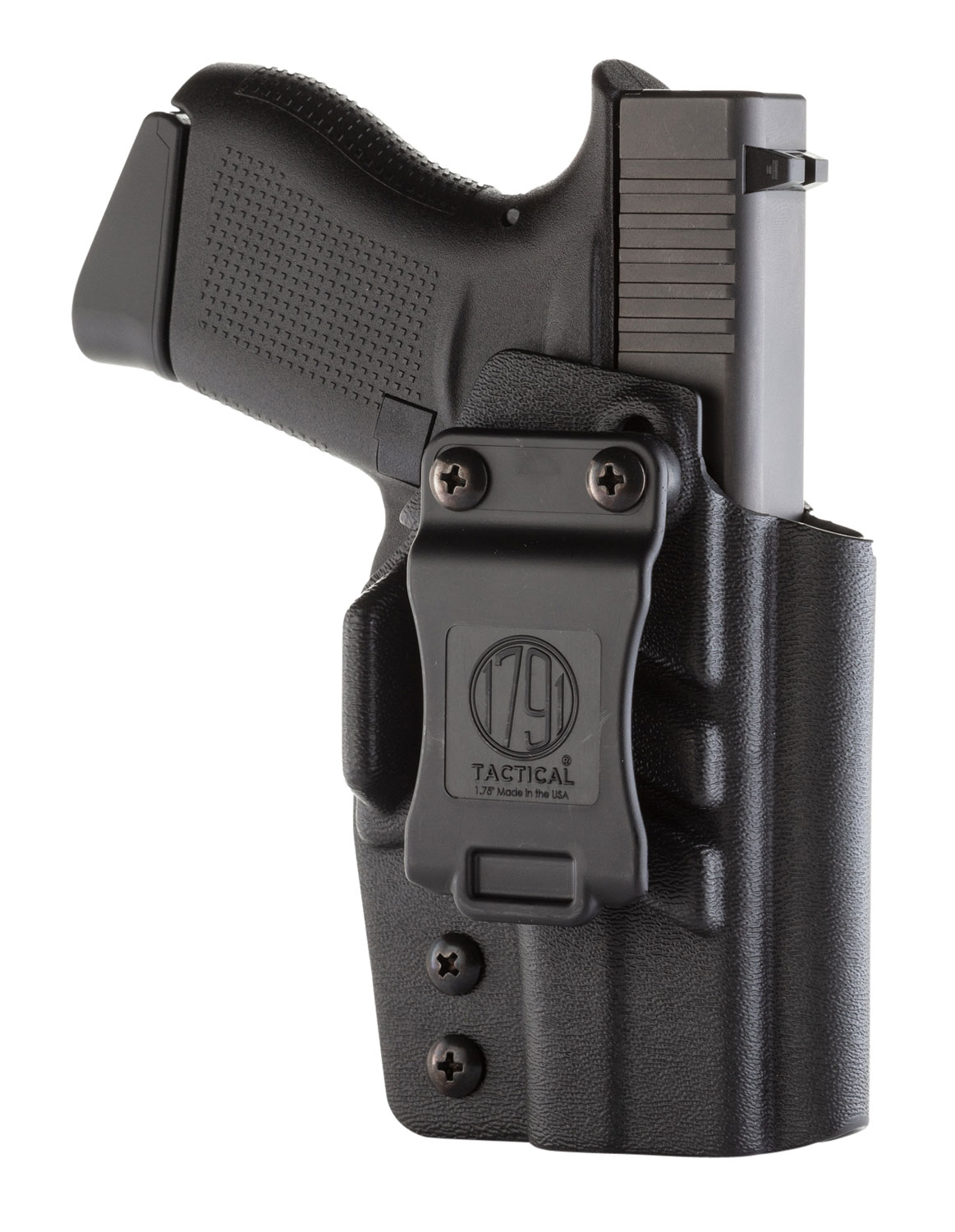 1791 Gunleather TACIWBGLOCK43BLKR Tactical Kydex  IWB Black Kydex Belt Clip Fits Glock 43/43X/48