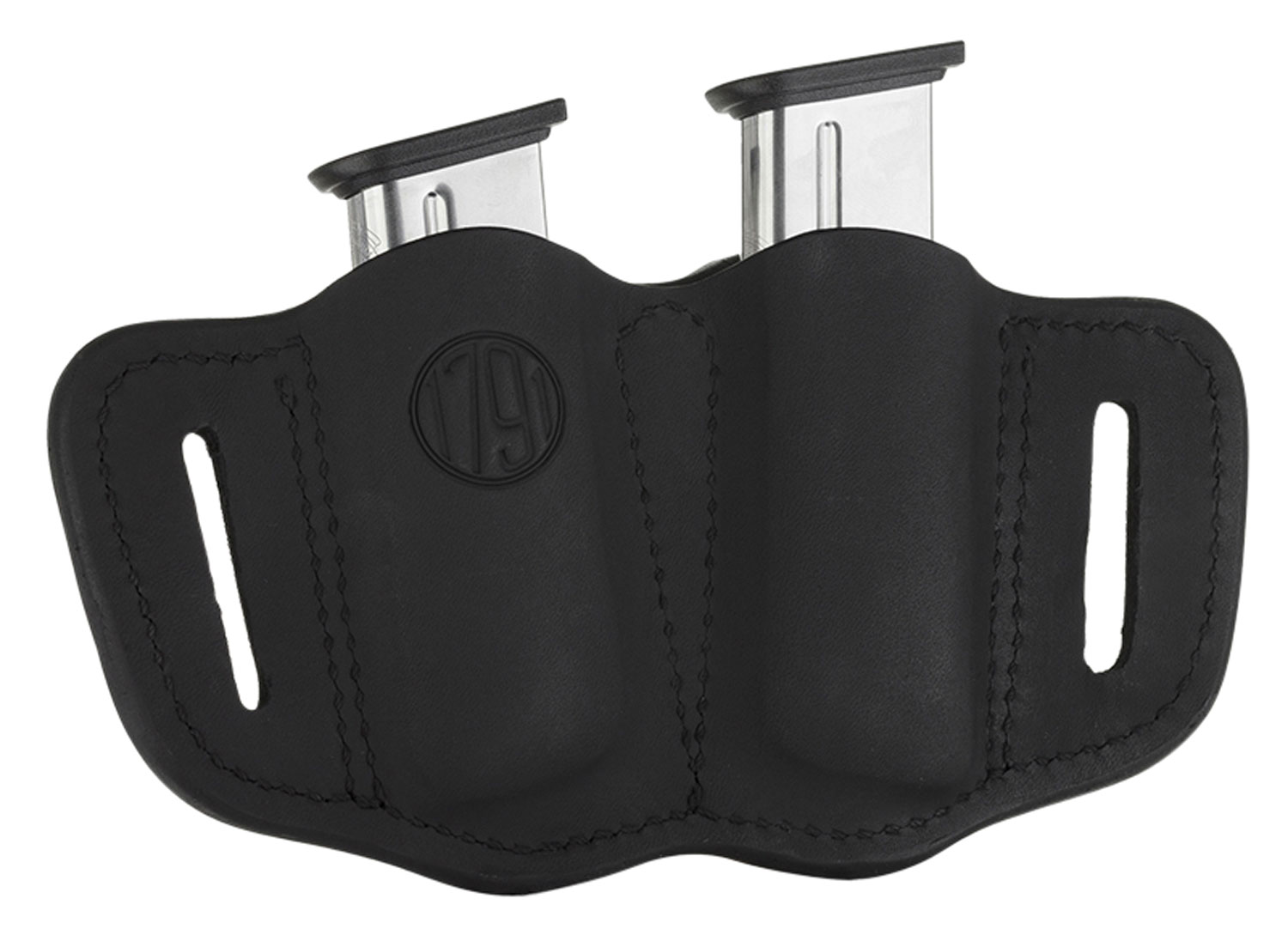 1791 Gunleather MAG21SBLA MAG2.1 Double Mag Holster Stealth Black Leather Belt Slide Belts 1.50