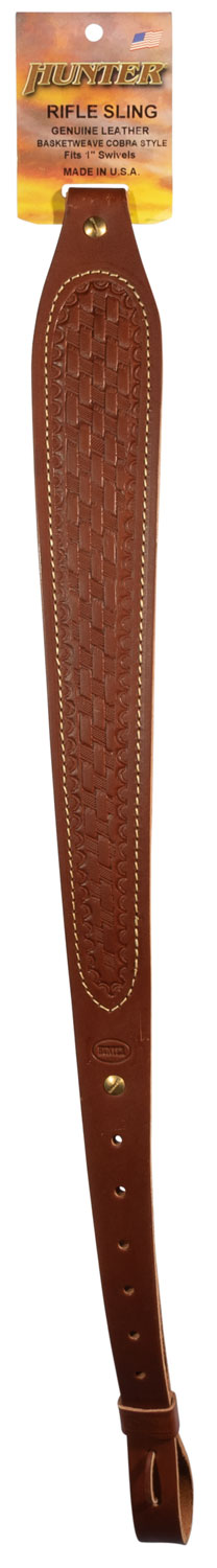 Hunter Company 027138 Cobra Carrier Sling made of Chestnut Tan Leather with Basket Weave Pattern, Padded Design & 1