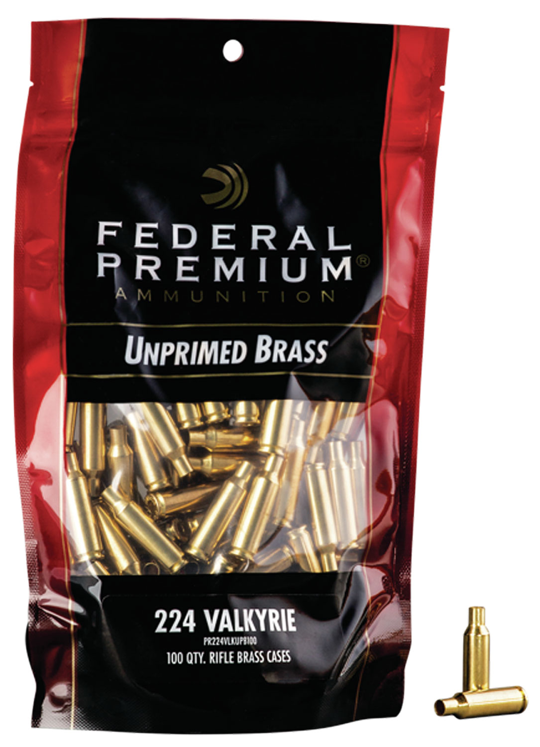 Federal PR224VLKUPB100 Gold Medal  224 Valkyrie Rifle Brass 100 Per Bag