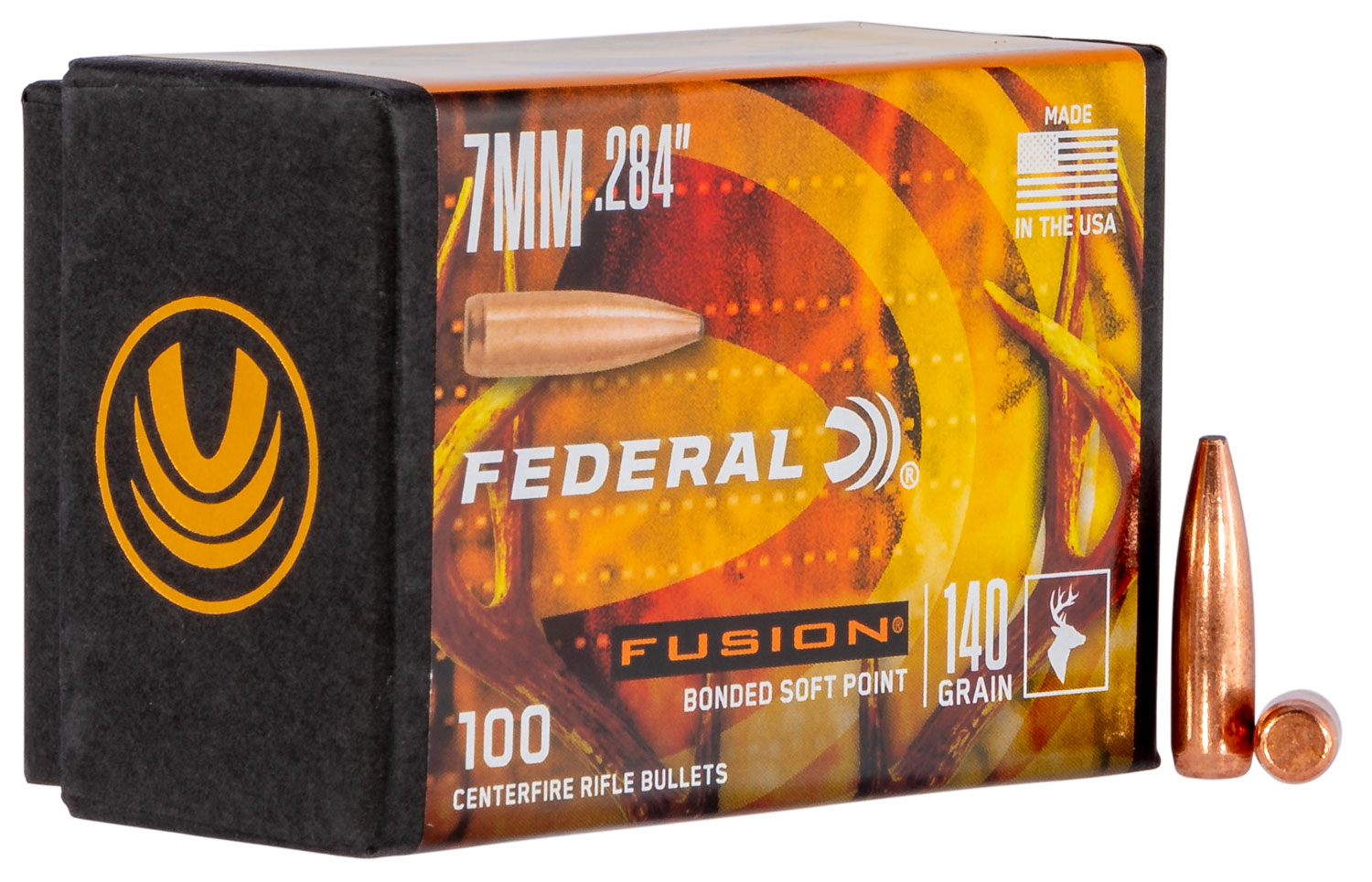 Federal FB284F1 Fusion Component  7mm .284 140 gr Fusion Soft Point 100 Per Box