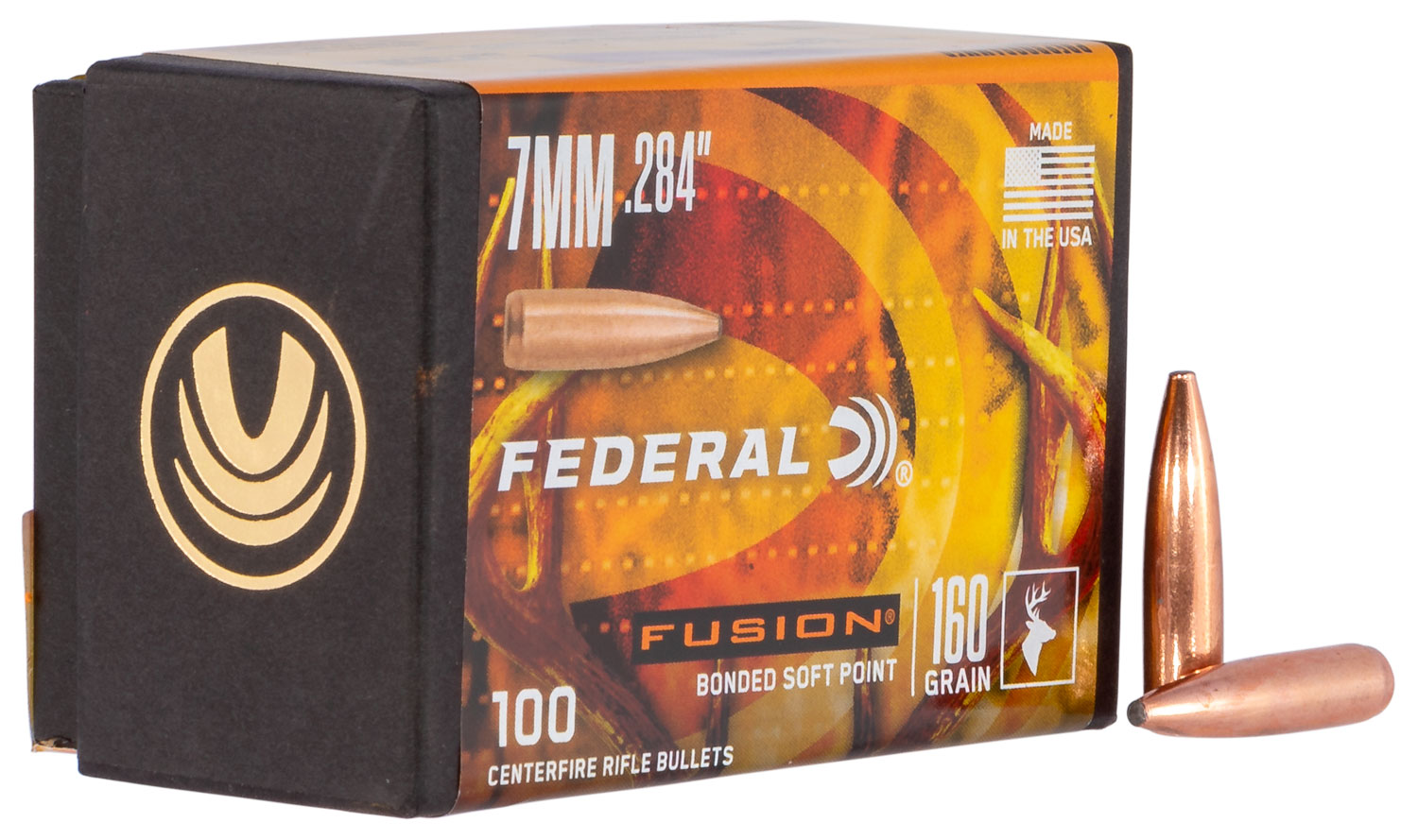 Federal FB284F3 Fusion Component  7mm .284 160 gr Fusion Soft Point 100 Per Box