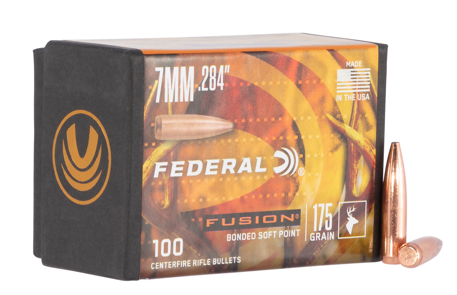 Federal FB284F4 Fusion Component  7mm .284 175 gr Fusion Soft Point 100 Per Box