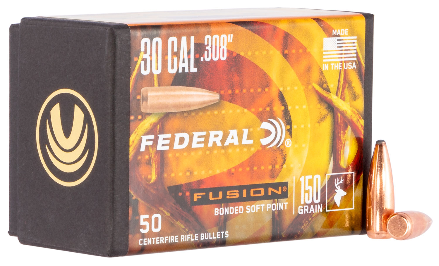 Federal FB308F1 Fusion Component  30 Caliber .308 150 GR Fusion Soft Point 50 Per Box