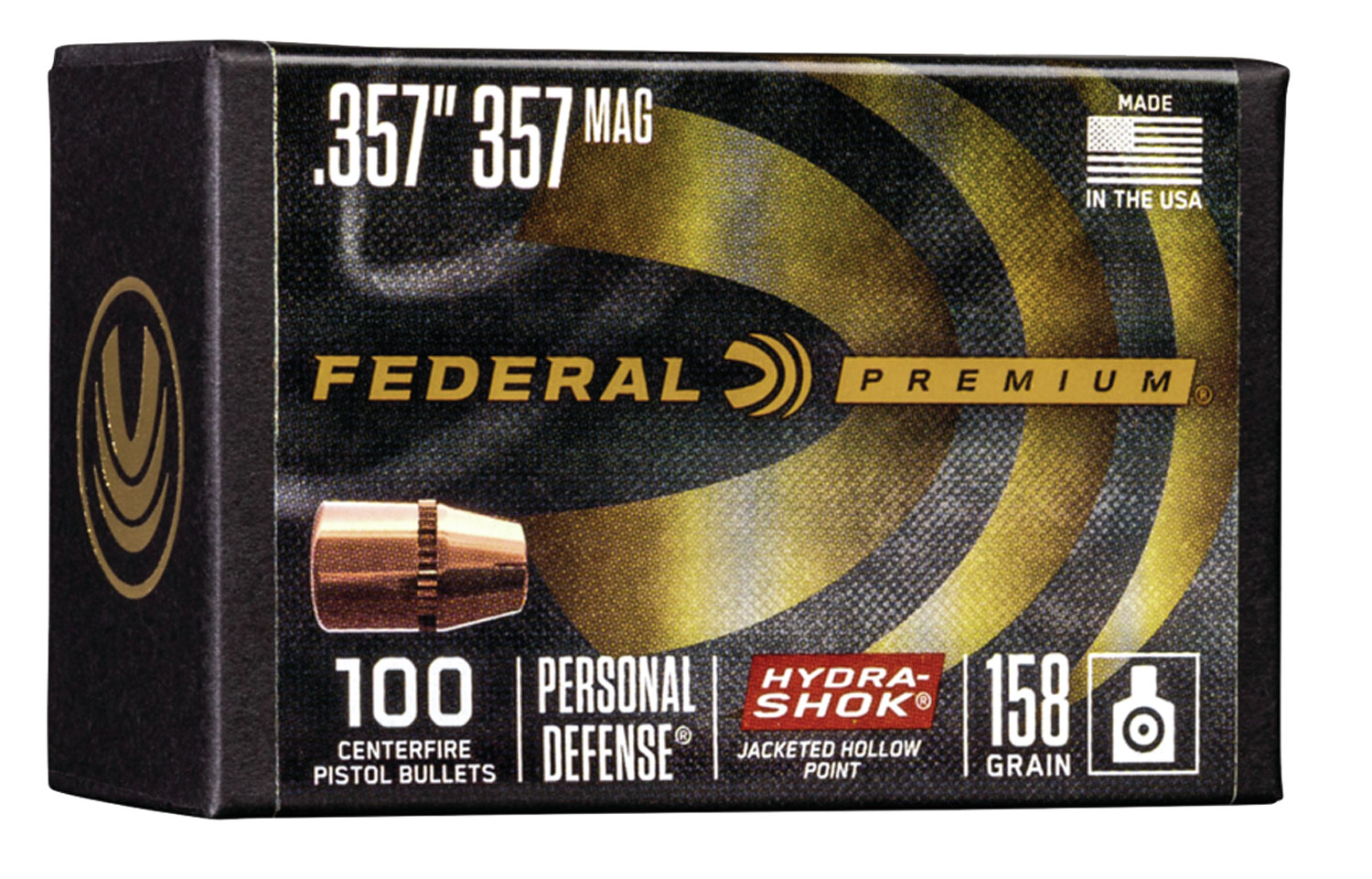 Federal PB357HS158 Hydra-Shok Component  357 Mag .357 158 GR Jacketed Hollow Point 100 Box