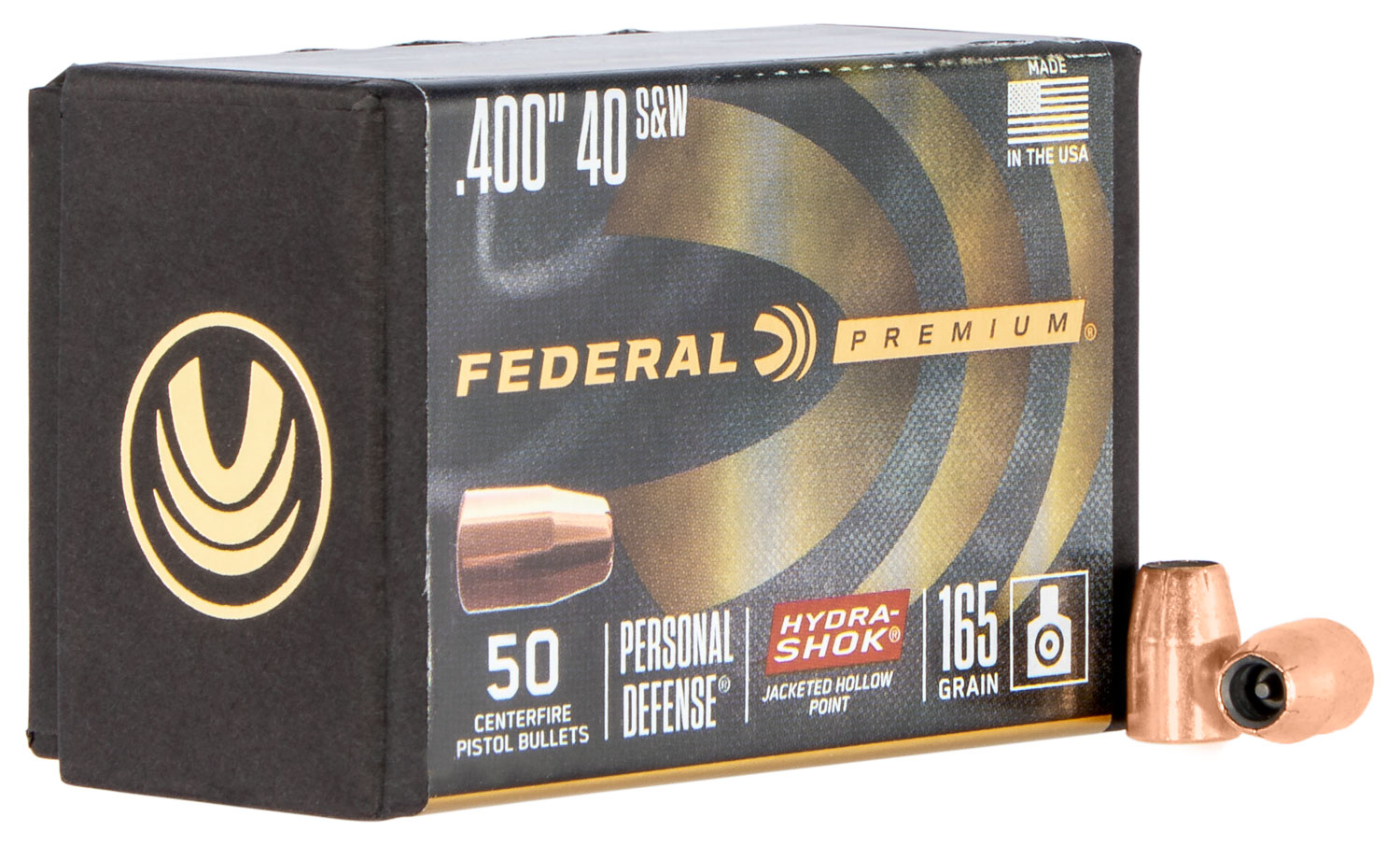 Federal PB40HS165 Hydra-Shok Component  10mm/40 S&W .400 165 GR Jacketed Hollow Point 50 Box