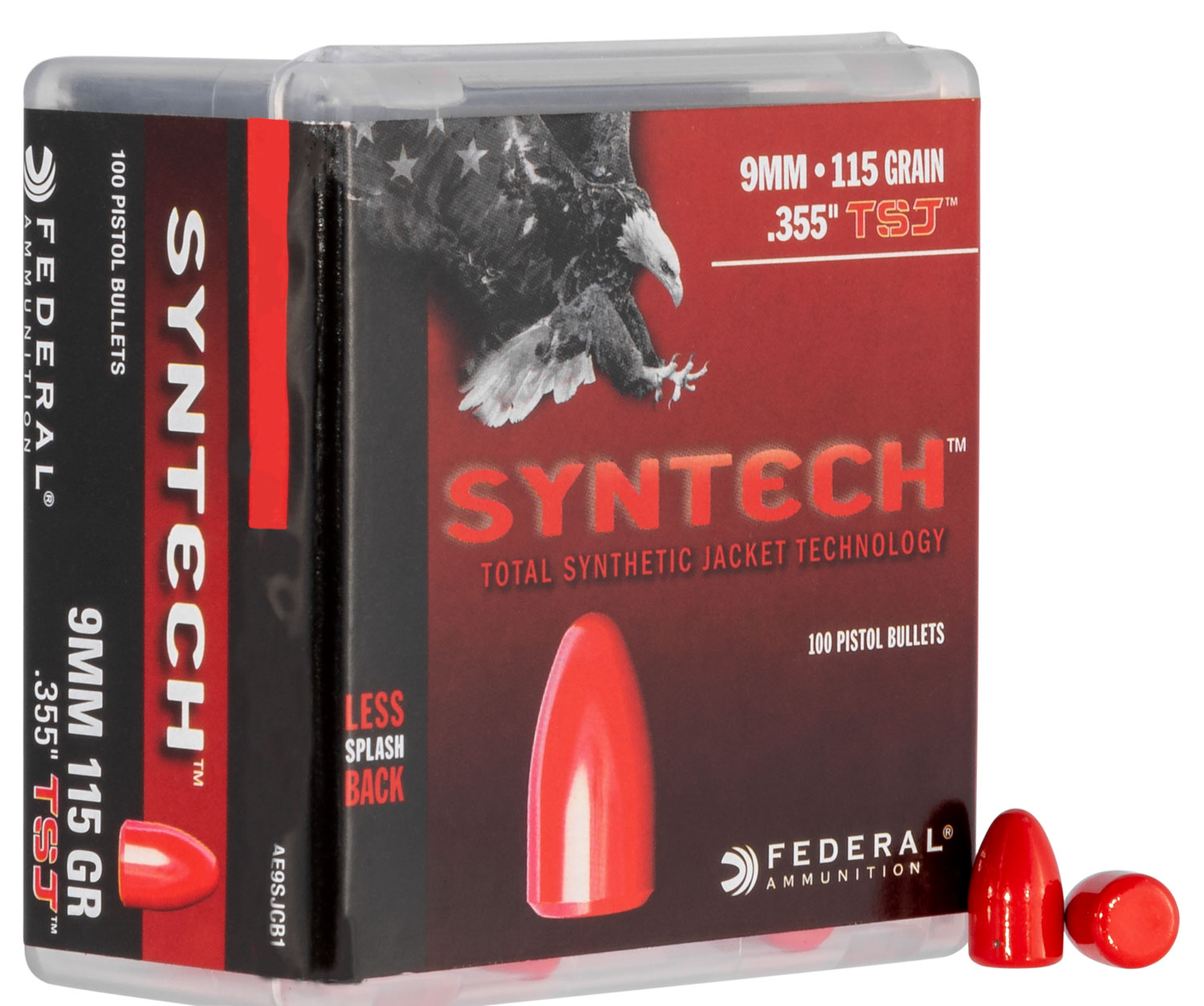 Federal AE9SJCB1 Syntech Component  9mm Luger .355 115 GR Total Syntech Jacket Flat Nose 100 Box