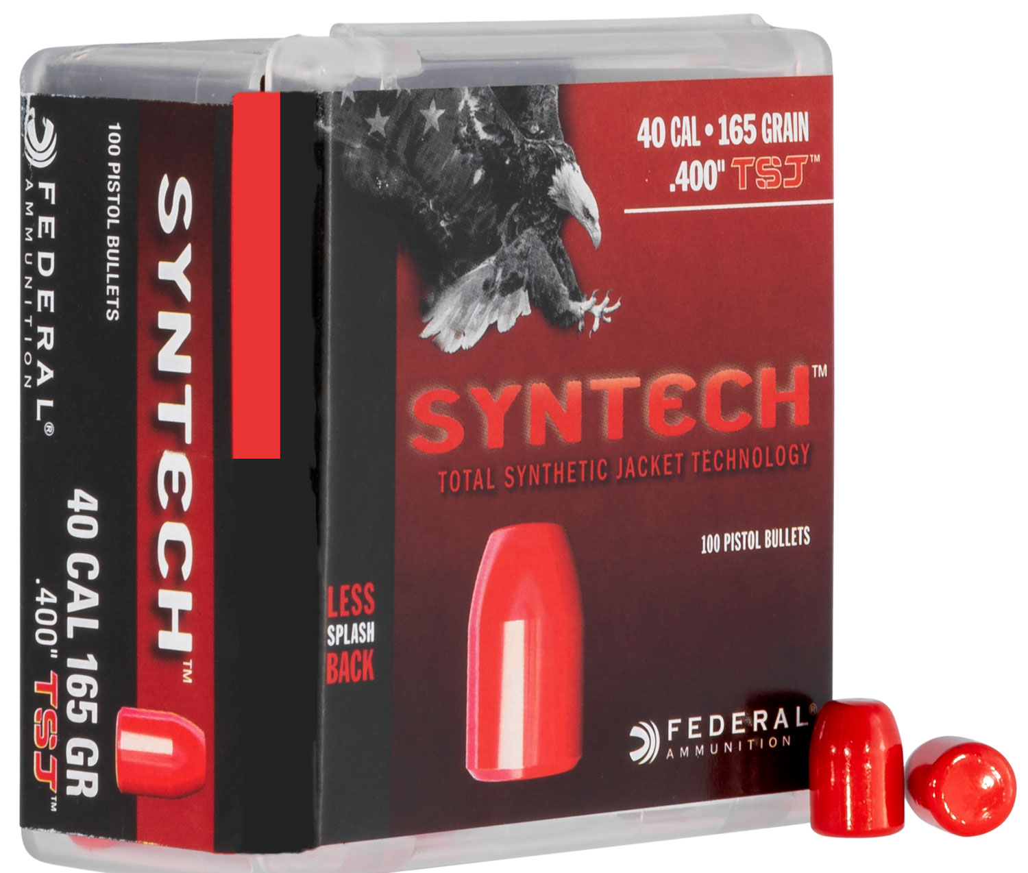 Federal AE40SJCB1 Syntech Component  40 S&W .400 165 GR Total Syntech Jacket Flat Nose 100 Box