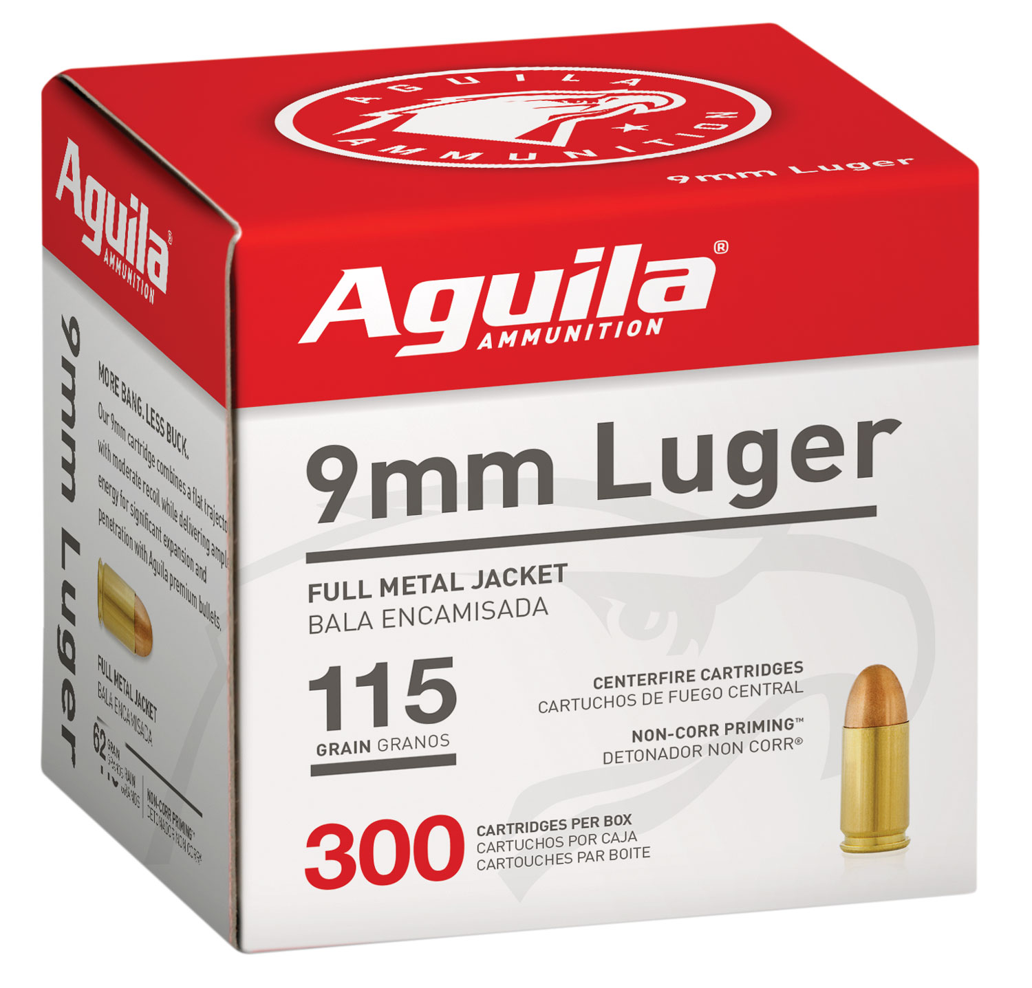 Aguila 1E097700 Target & Range Handgun 9mm Luger 115 gr Full Metal Jacket (FMJ) 300 Per Box/ 4 Cs