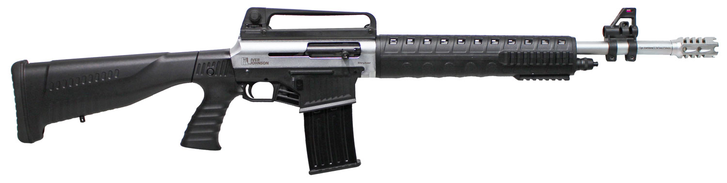 IVER JOHNSON STRYKER 12GA. 3 Inch 20 Inch AR-STYLE 5-SH S.NICKEL/BLK  | 12GA | 740120787596