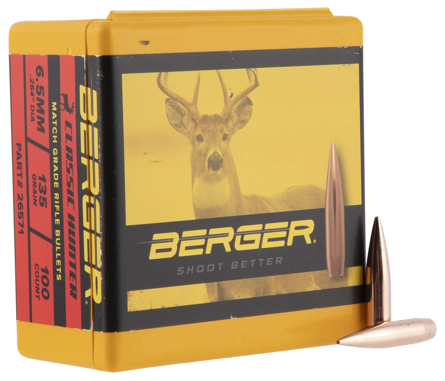 Berger Bullets 26571 Classic Hunter  6.5 Creedmoor .264 135 gr Boat-Tail (BT) 100 Per Box