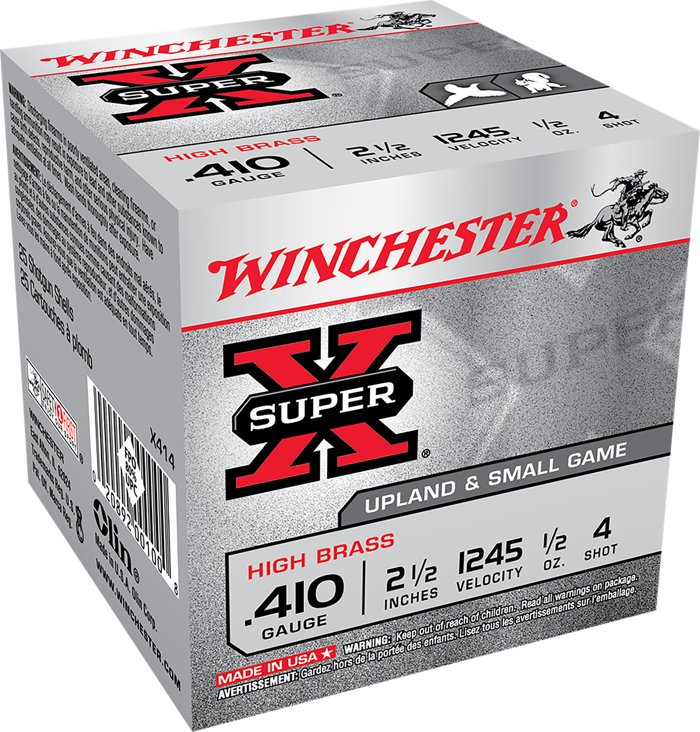 WINCHESTER SUPER-X 410 2.5 Inch 1/2OZ 4 25RD 10BX/CS  | .410GA | 020892001008