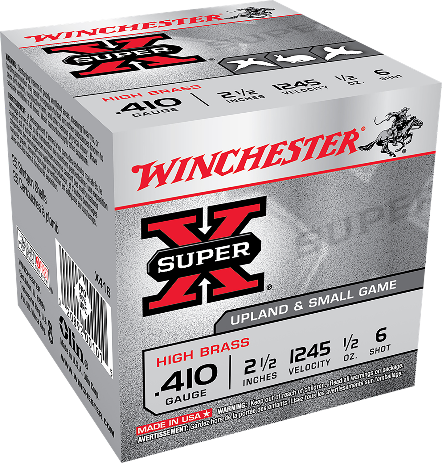 Winchester Ammo X416 Super X Heavy Game Load 410Gauge 2.50 Inch 1/2oz 6Shot 25 Per Box/10 Case  | .410GA | 020892001015