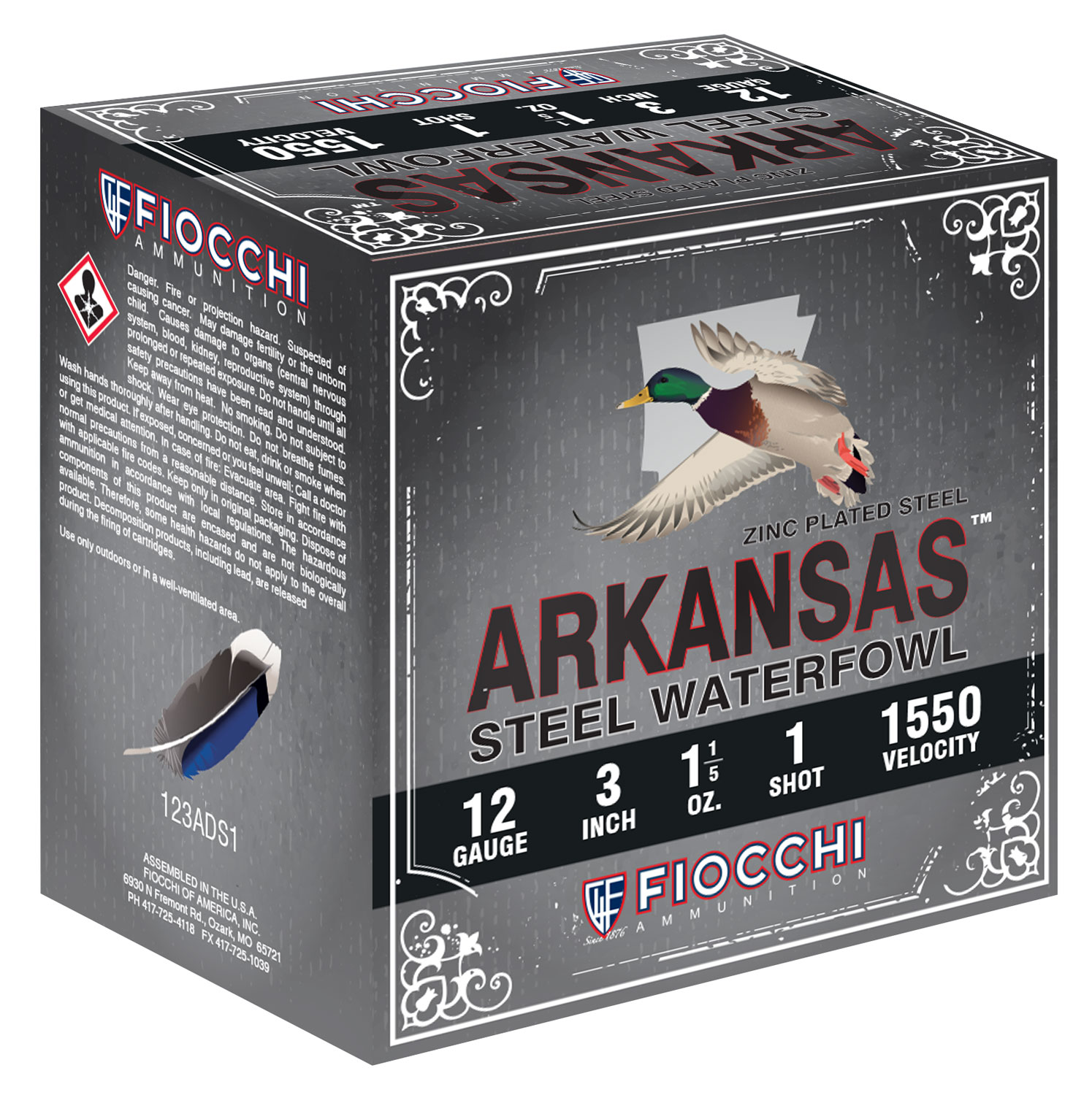 Fiocchi 123ADS1 Arkansas Steel  
12 Gauge 3