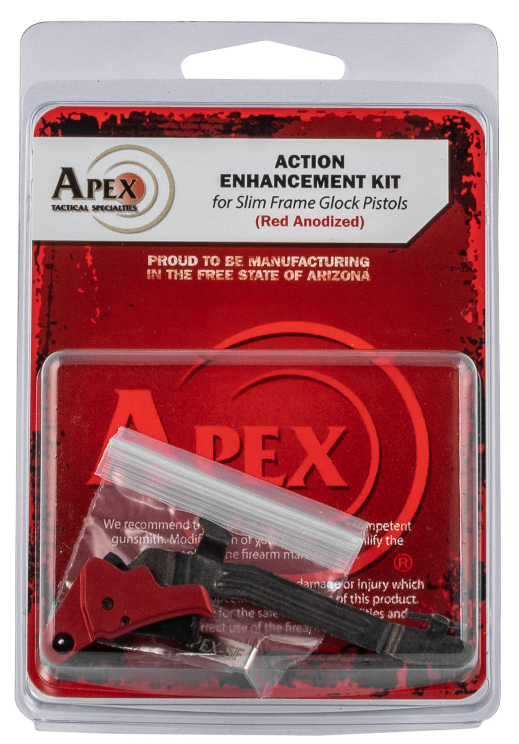 Apex Tactical 102157 Action Enhancement Kit Black/Red Drop-in Trigger Compatible w/Glock 43/43X/48 Right Hand