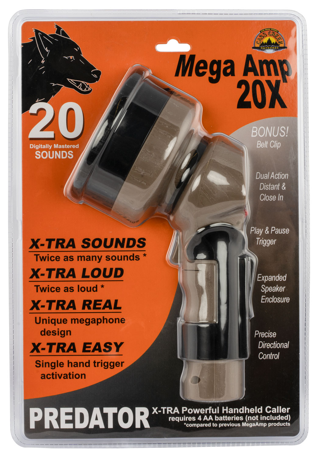 Cass Creek CC548 Mega Amp 20X  Electronic Call Multiple Sounds Attracts Predators Brown Polymer