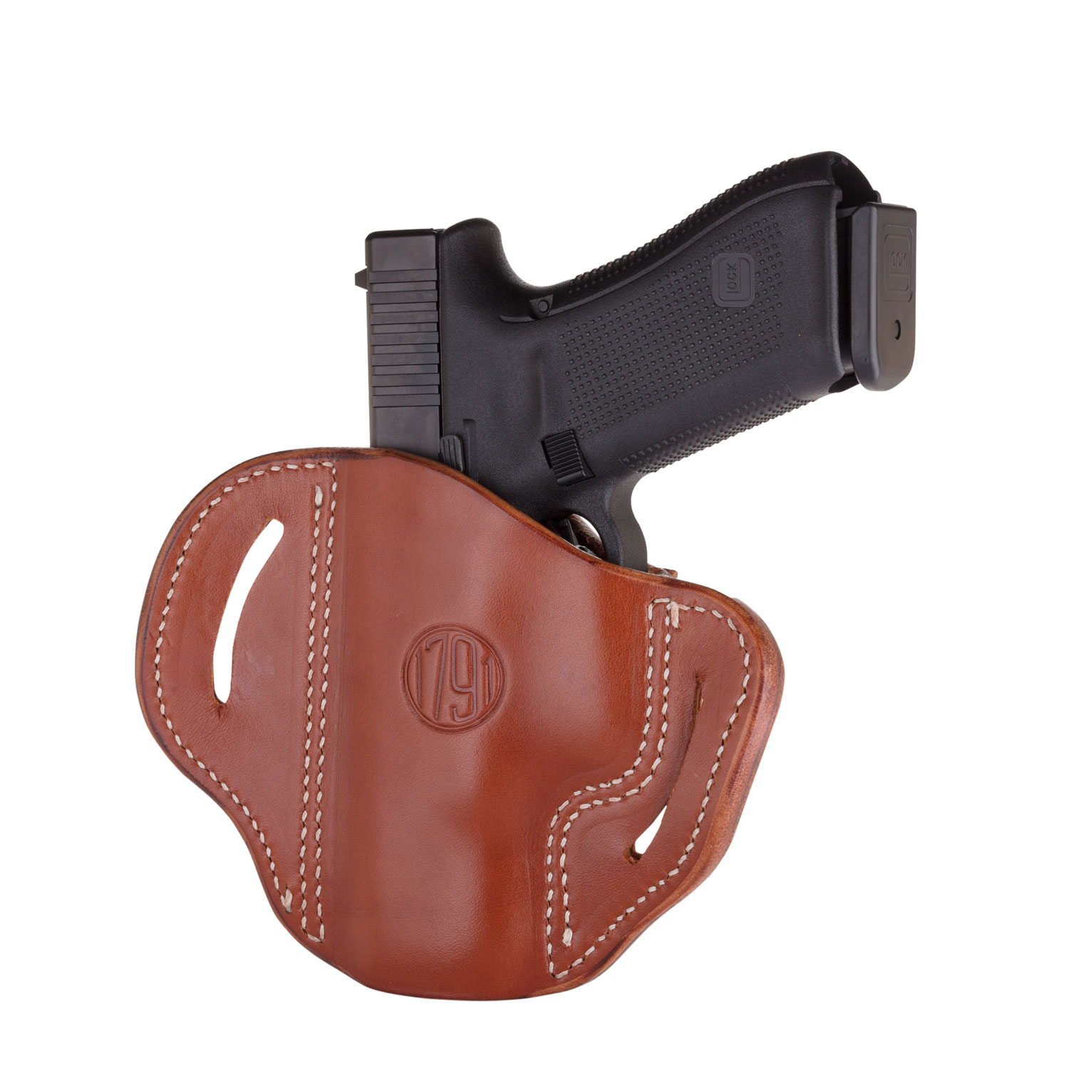 1791 Gunleather ORBH24CBRR BH2.4 Optic Ready OWB 2.4 Classic Brown Leather Belt Slide Fits Walther PPQ/Sig P320/Springfield XD-M