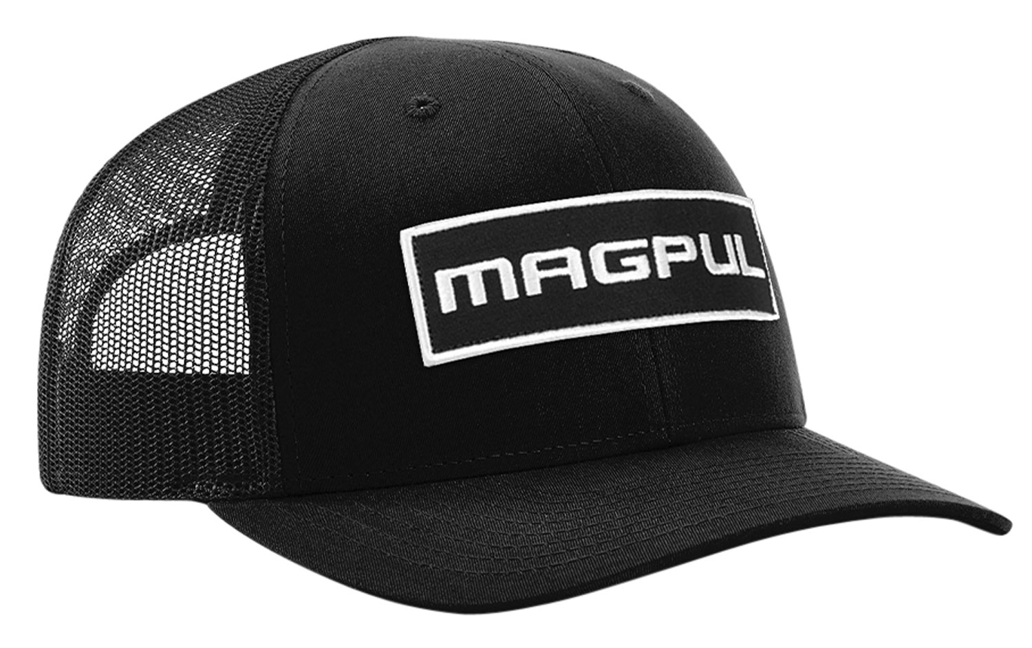 Magpul MAG1104-001 Wordmark Patch Trucker Hat Black Adjustable Snapback OSFA Structured