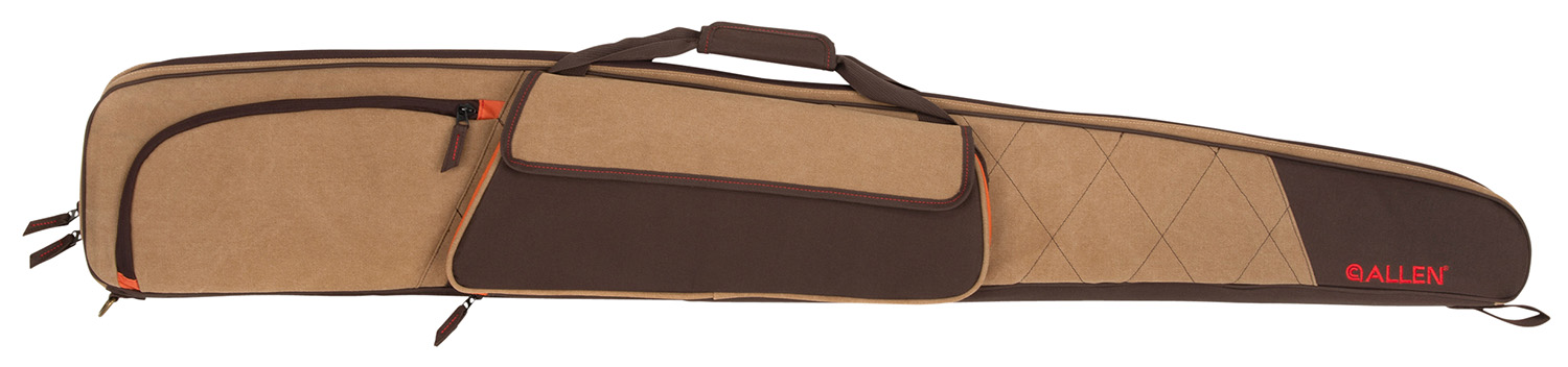 Allen 82152 Humbolt Shotgun Case made of Cotton Canvas with Tan Finish & Endura Brown Panels, Pockets, Quilted Interior & Lockable Zipper Includes Choke Tube Organizer 52