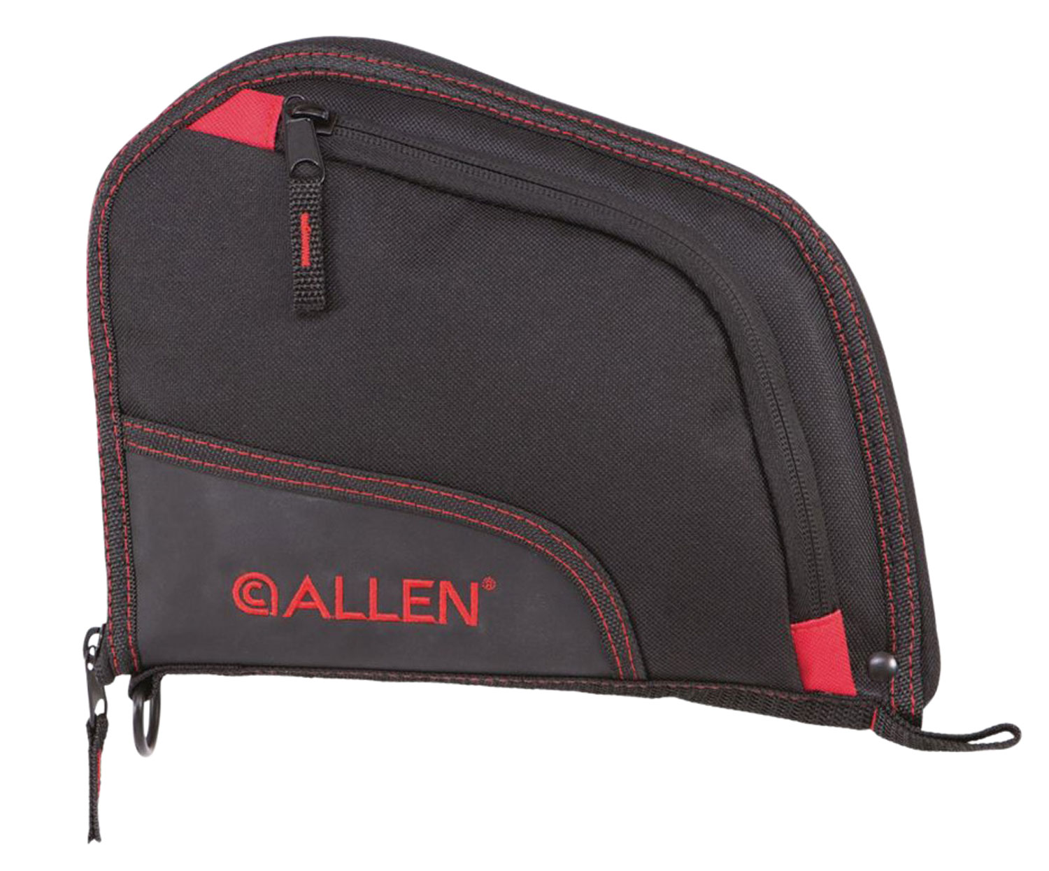 Allen 7738 Auto-Fit Handgun Case made of Endura with Black Finish & Red Trim, Foam Padding, Knit Lining, Mag Sleeve, Storage Pocket & Lockable Zipper 9