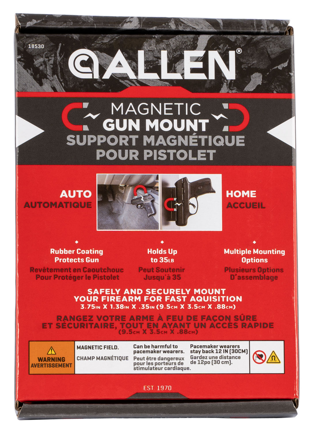 Allen 18530 Magnetic Handgun Mount  Rubber Holds Handgun,Rifle,Shotgun