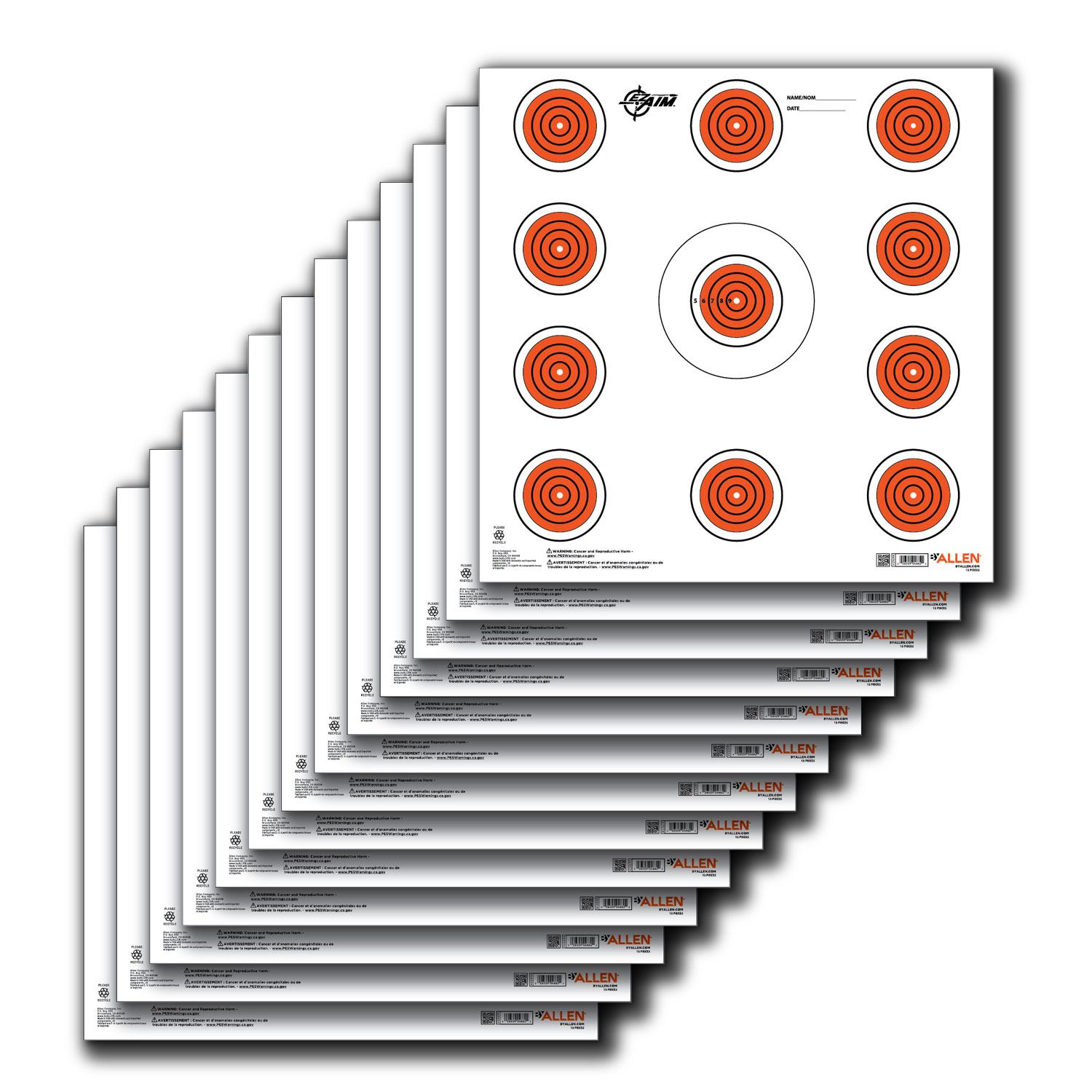 EZ-Aim 15245 Paper Targets Indoor SPOT Paper Hanging 12 Inch x 12 Inch Orange/White 13 Per Pkg | 026509046622