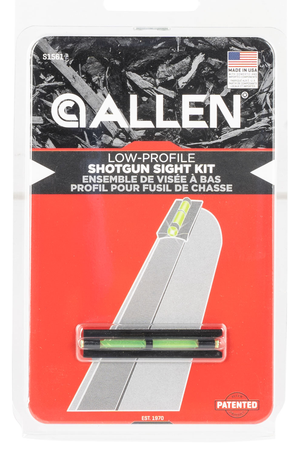 Allen S1561 Illuminated Front Sight  Clamp On Green Fiber Optic Front Black for Remington 5/16