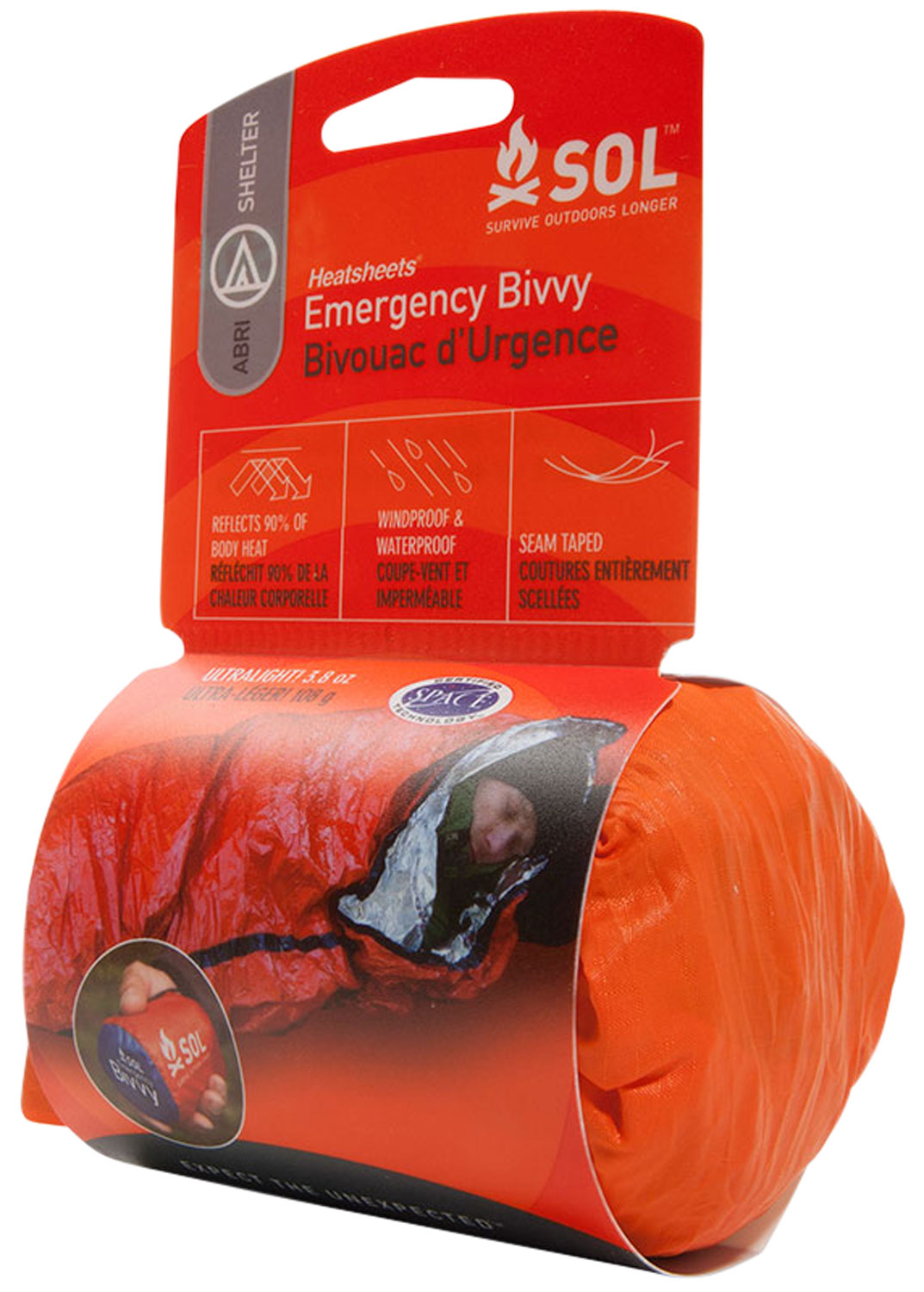Adventure Medical Kits 01401138 SOL Emergency Bivvy Aluminum-Coated Polyethylene Orange 84