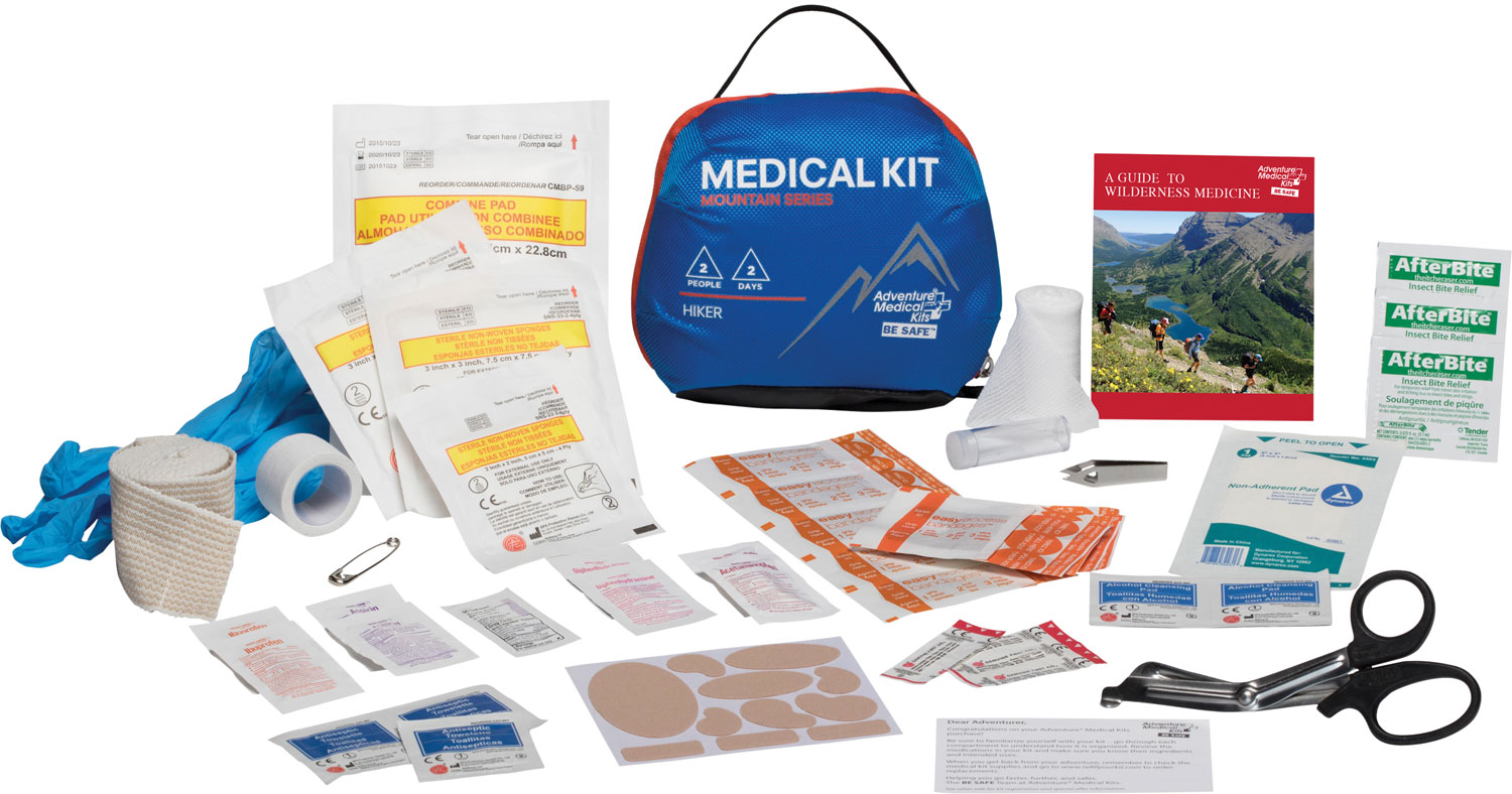 Adventure Medical Kits 01001001 Mountain Hiker Medical Kit Treats Injuries/Illnesses Water Resistant Blue