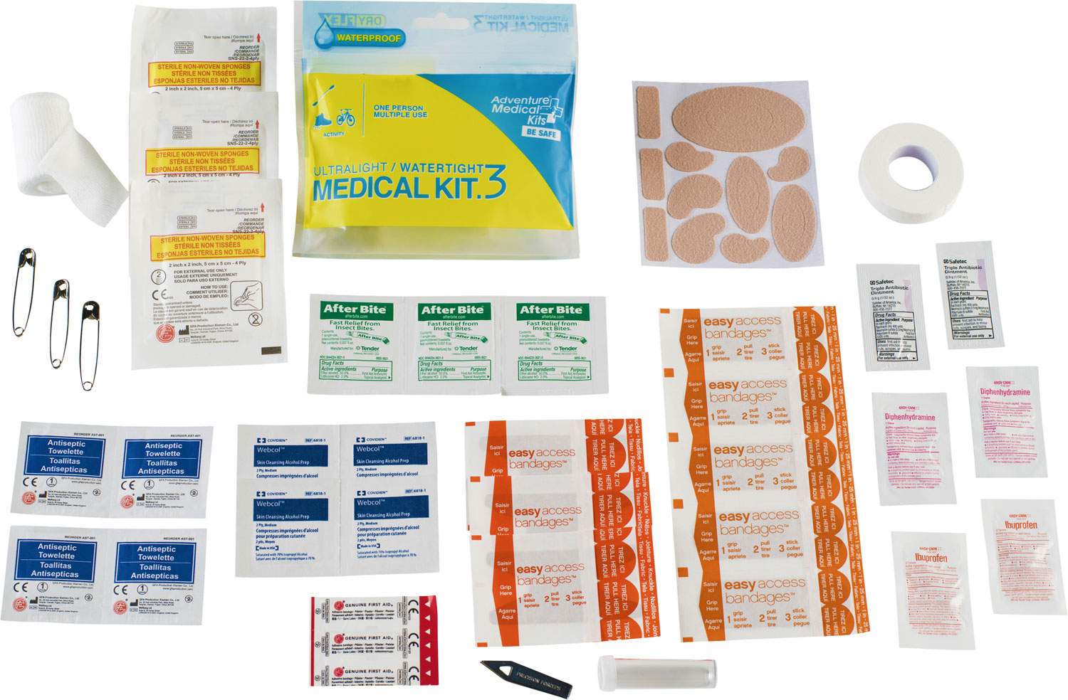 Adventure Medical Kits 01250297 Ultralight / Watertight #3 Medical Kit Treats Injuries/Illnesses Waterproof White
